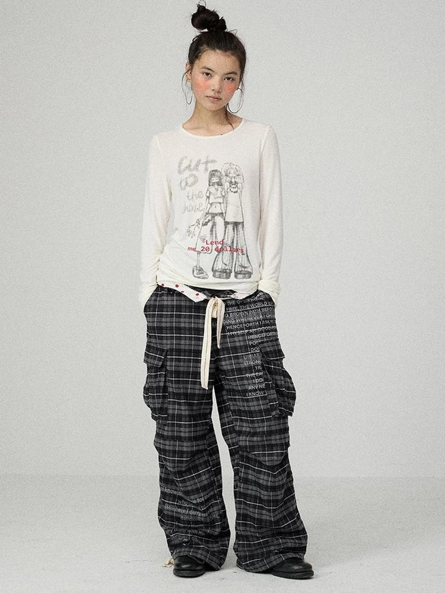 Achihara Comfort Stretch Plaid Straight Leg Mid Rise Workwear Women Viscose Blend Pants