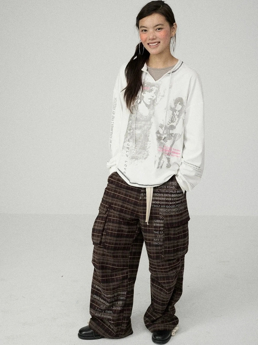 Achihara Comfort Stretch Plaid Straight Leg Mid Rise Workwear Women Viscose Blend Pants