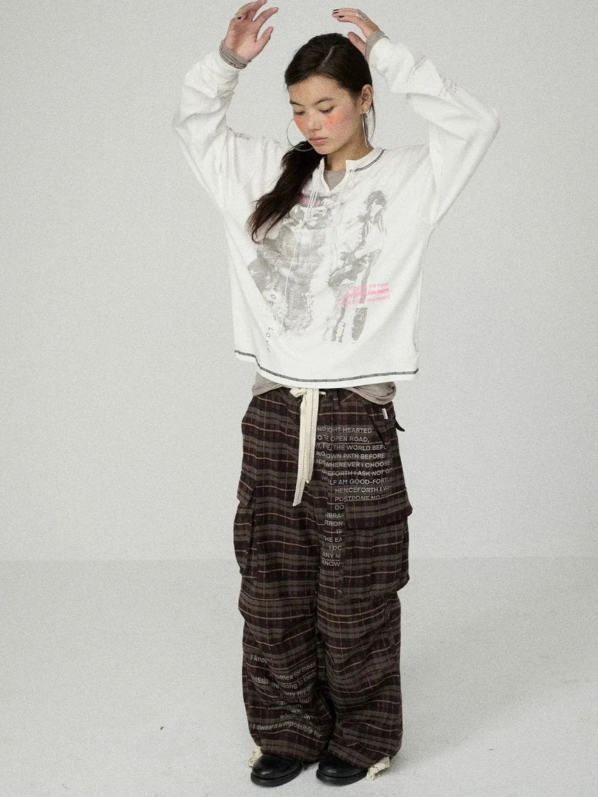 Achihara Comfort Stretch Plaid Straight Leg Mid Rise Workwear Women Viscose Blend Pants