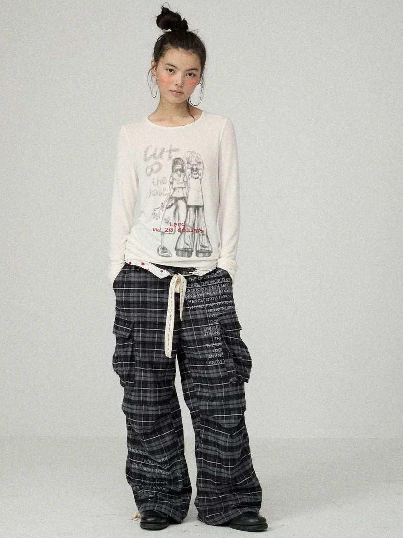 Achihara Comfort Stretch Plaid Straight Leg Mid Rise Workwear Women Viscose Blend Pants