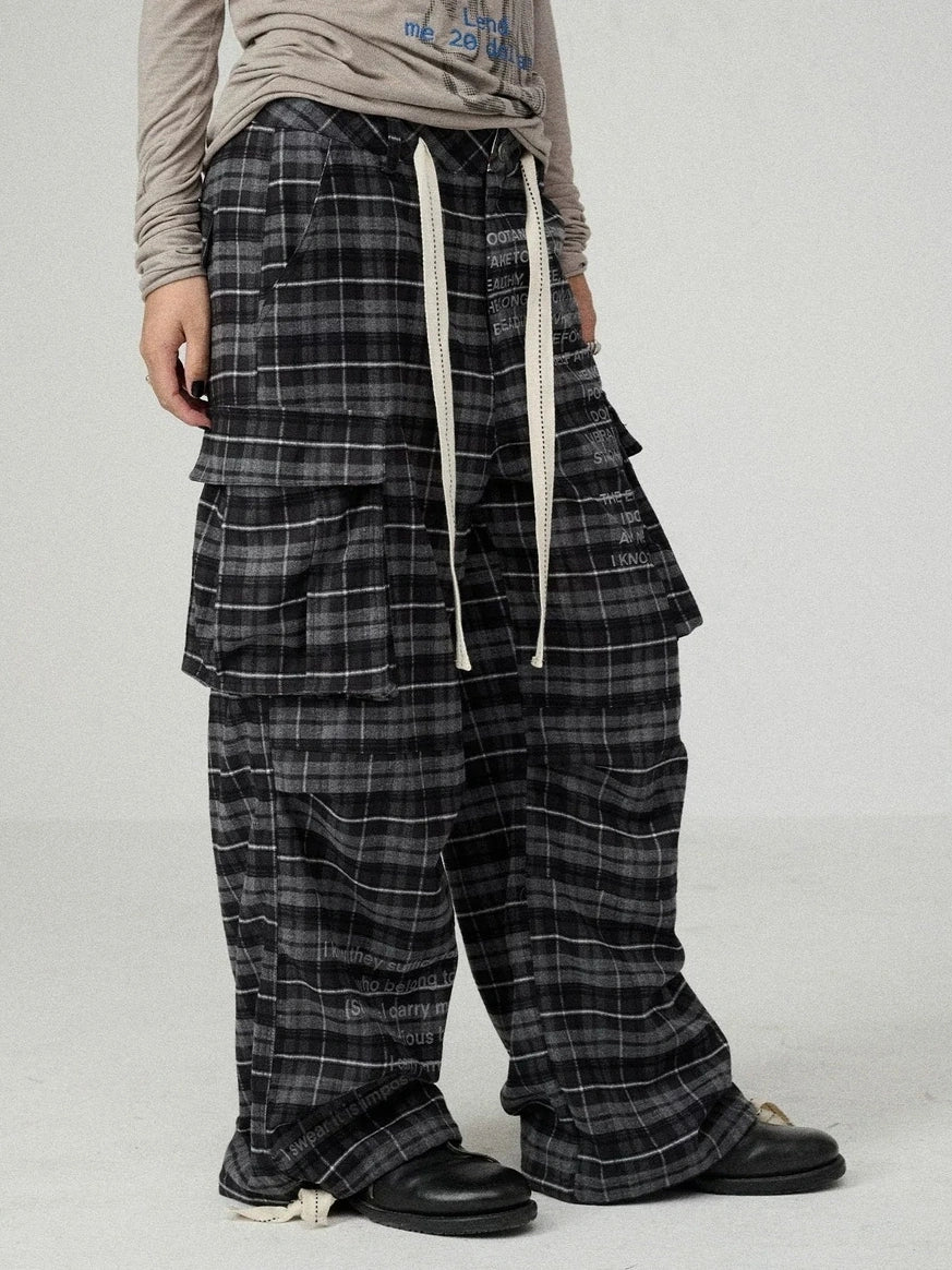 Achihara Comfort Stretch Plaid Straight Leg Mid Rise Workwear Women Viscose Blend Pants