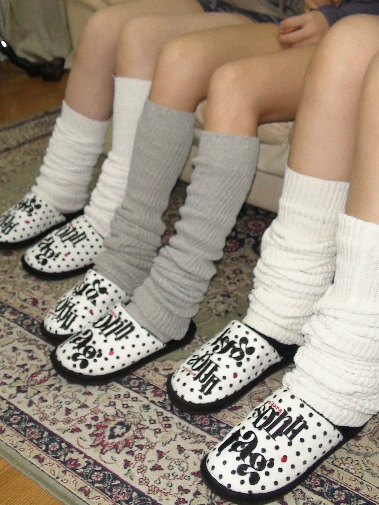 Achihara Comfortable Cotton Canvas Polka Dot Colorblock Flat Casual Women Shoes