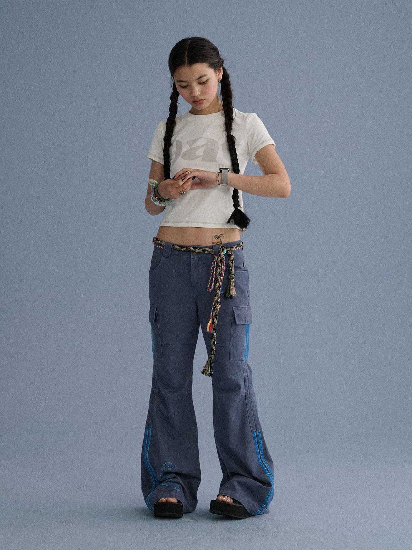 Achihara Cotton Short Sleeve Straight Fit Office Round Neck Women Printed Crop Tops