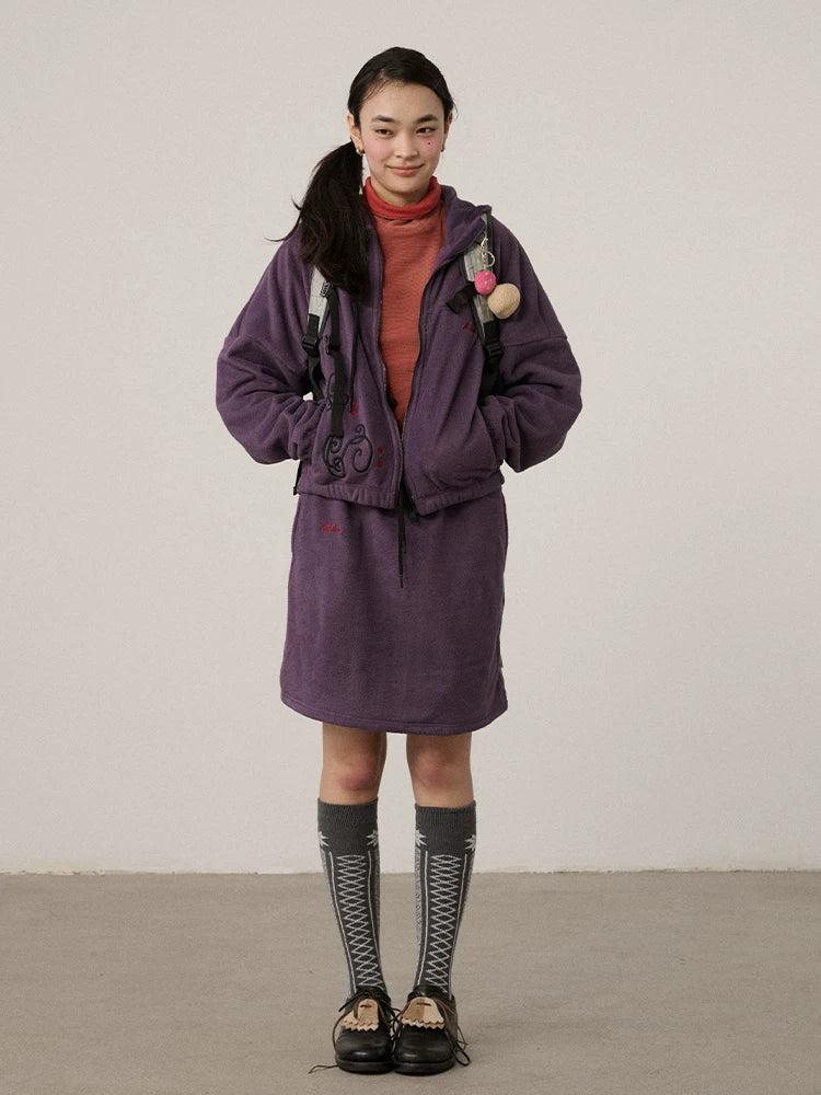 Achihara Cozy Polar Fleece Zip Front Loose Fit Commuter Women Casual Polyester Hoodies-4