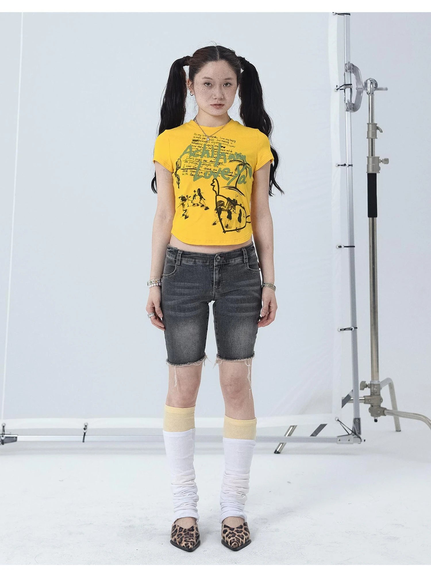 Cropped Print Tee Summer New Design Sweet Spicy Top