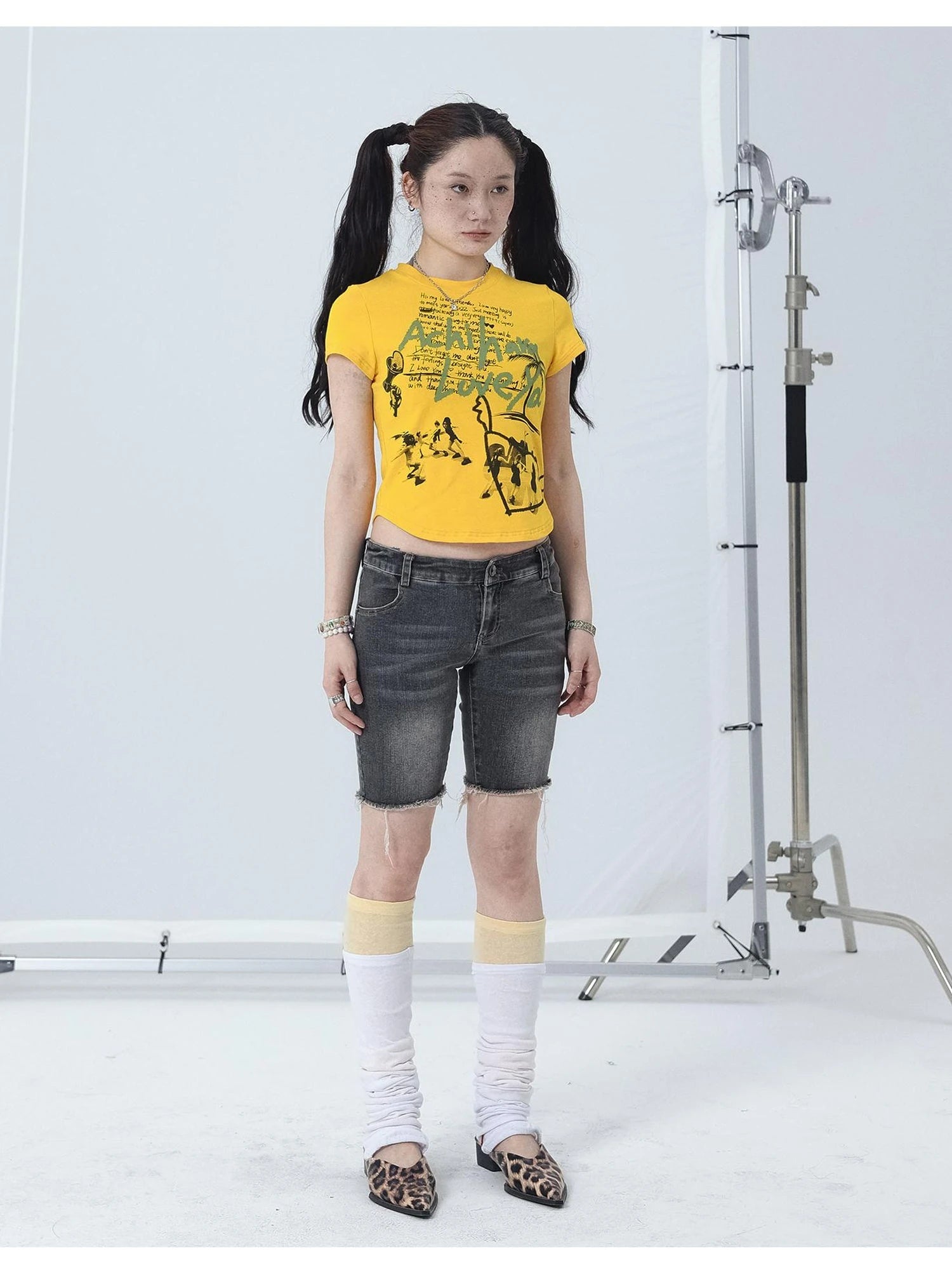 Cropped Print Tee Summer New Design Sweet Spicy Top