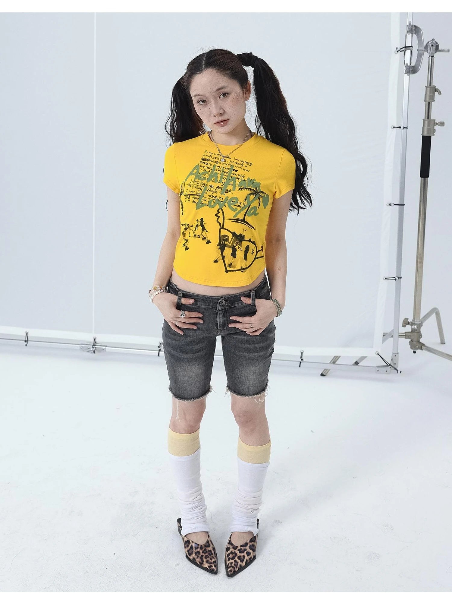 Cropped Print Tee Summer New Design Sweet Spicy Top