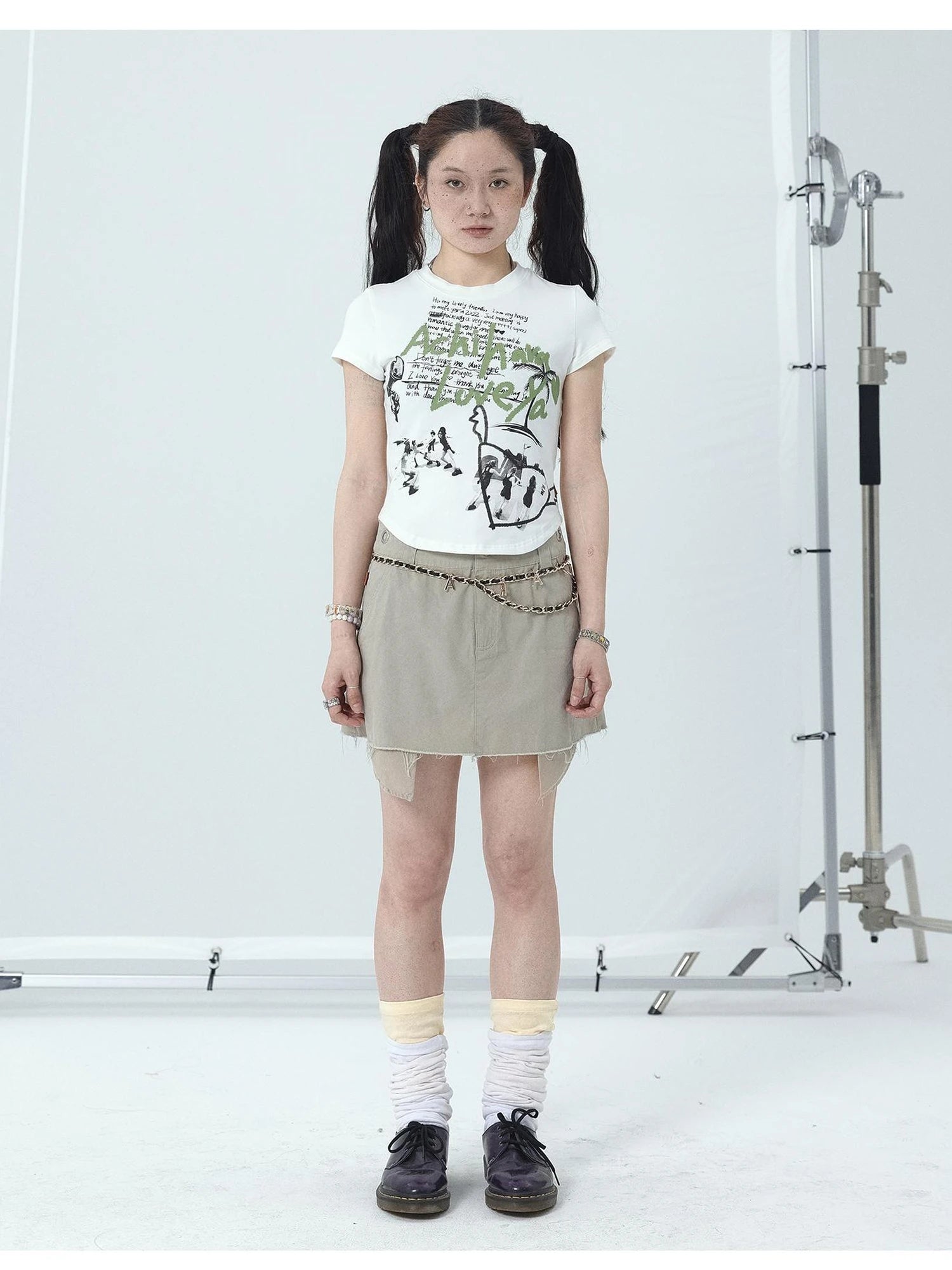 Cropped Print Tee Summer New Design Sweet Spicy Top