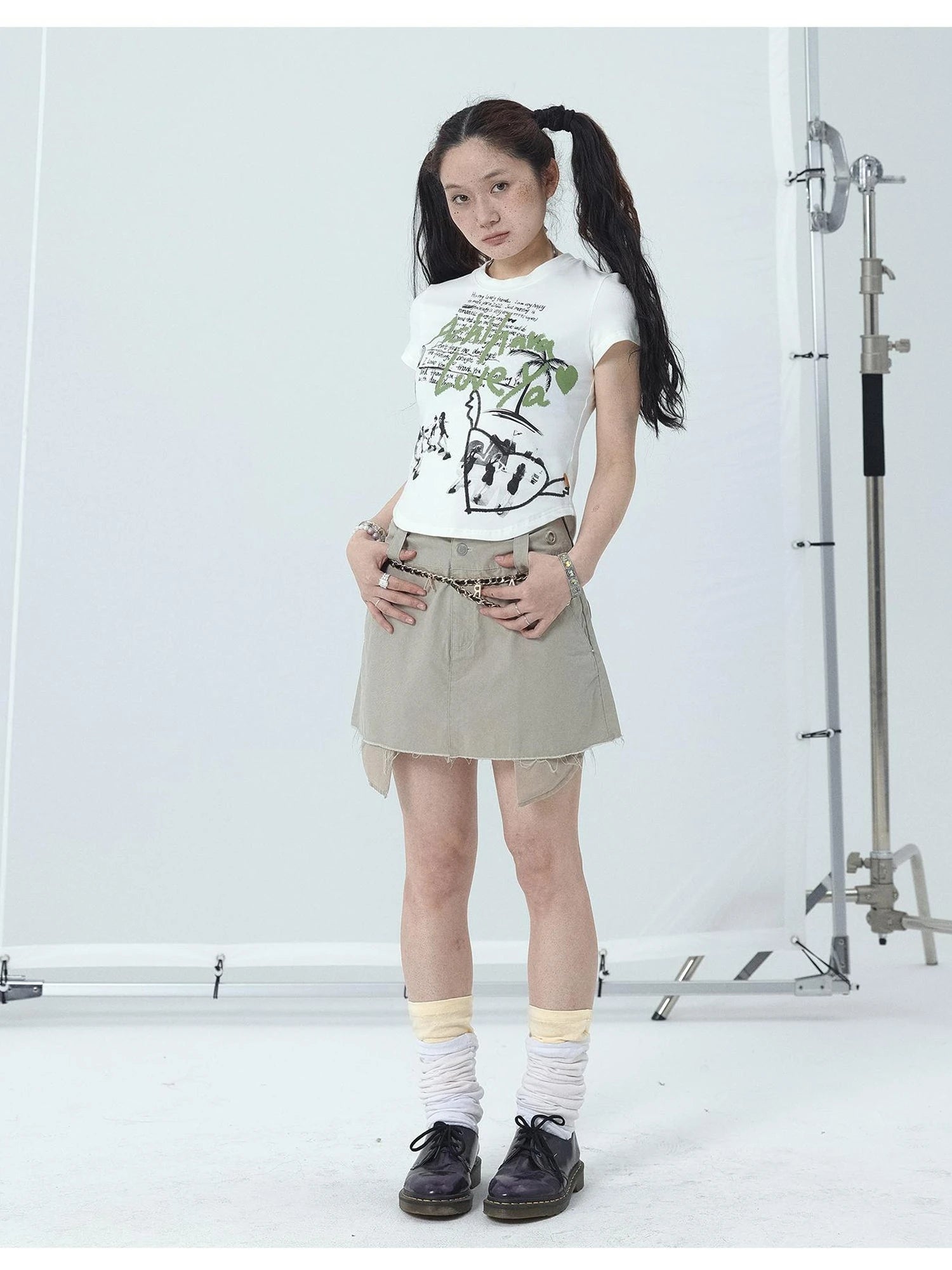 Cropped Print Tee Summer New Design Sweet Spicy Top