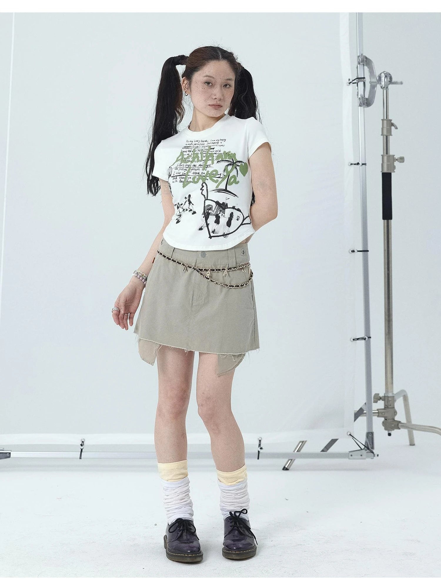 Cropped Print Tee Summer New Design Sweet Spicy Top