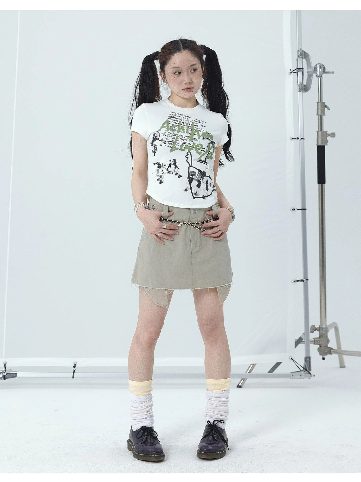 Cropped Print Tee Summer New Design Sweet Spicy Top