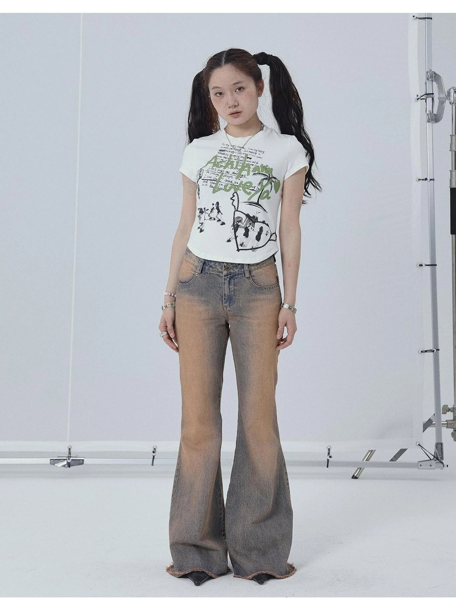 Cropped Print Tee Summer New Design Sweet Spicy Top