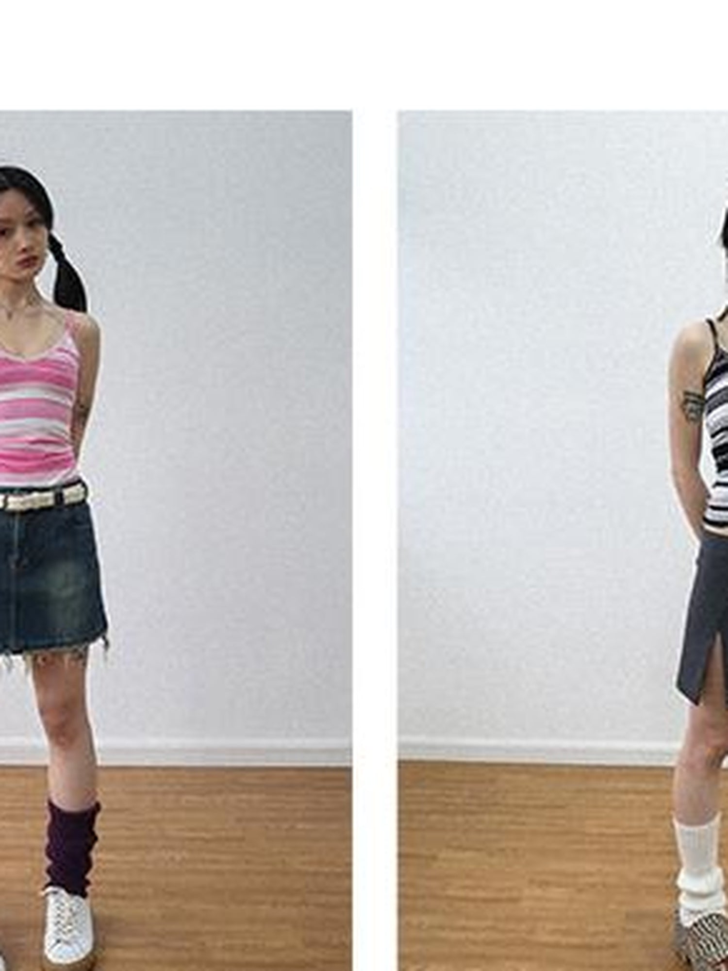 Achihara Custom Striped Two Tone Sleeveless Top