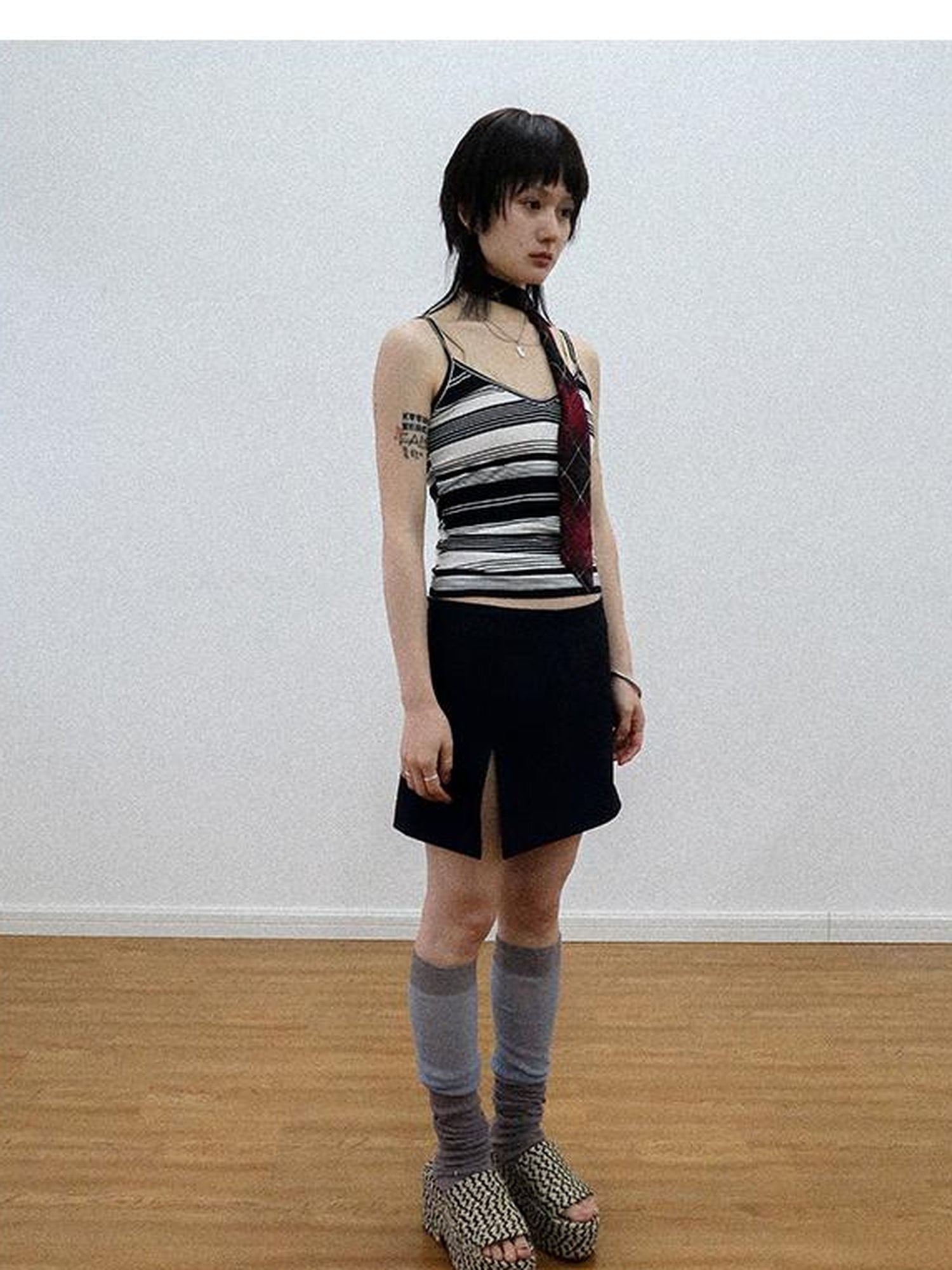 Achihara Custom Striped Two Tone Sleeveless Top