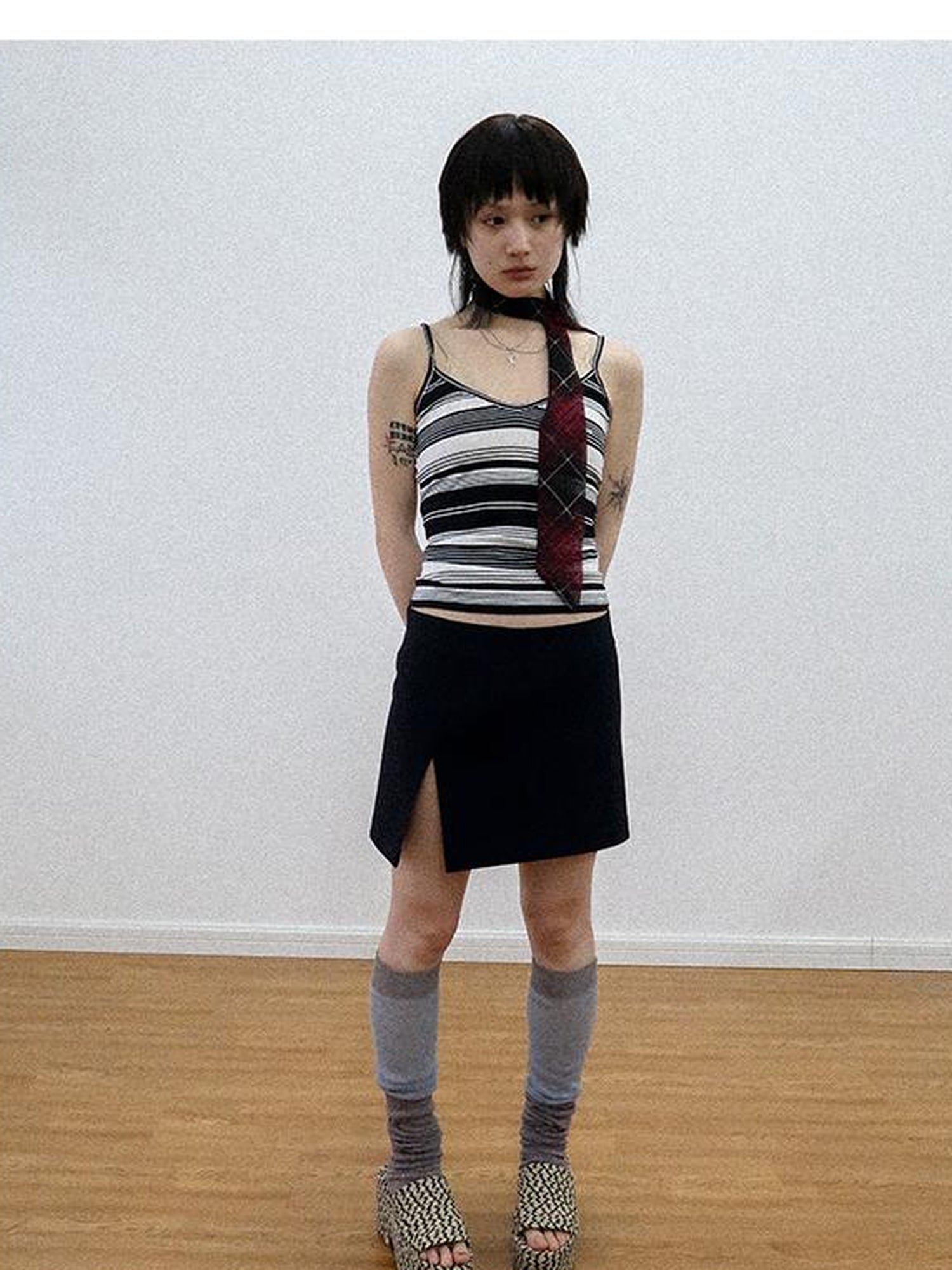 Achihara Custom Striped Two Tone Sleeveless Top