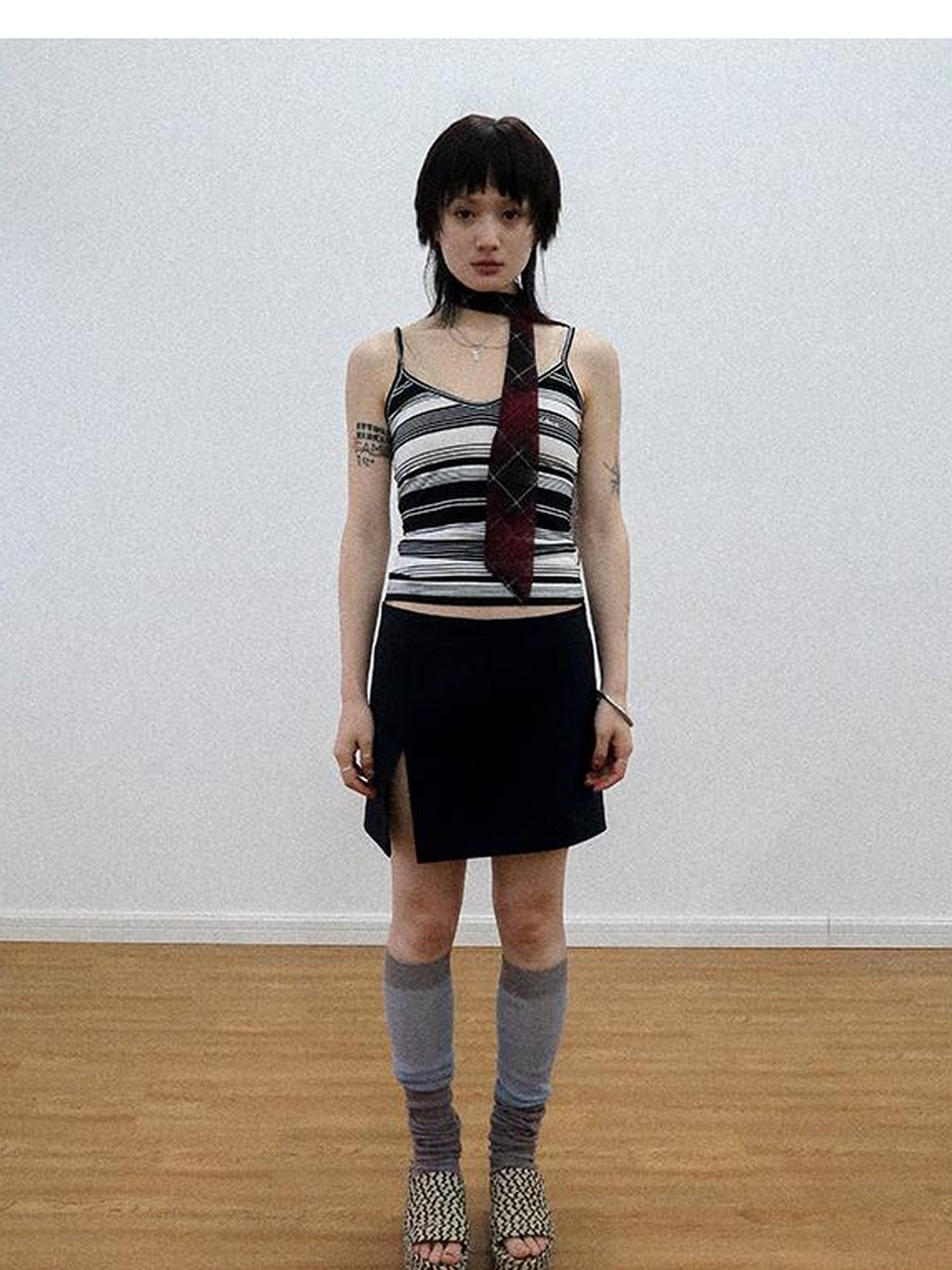Achihara Custom Striped Two Tone Sleeveless Top