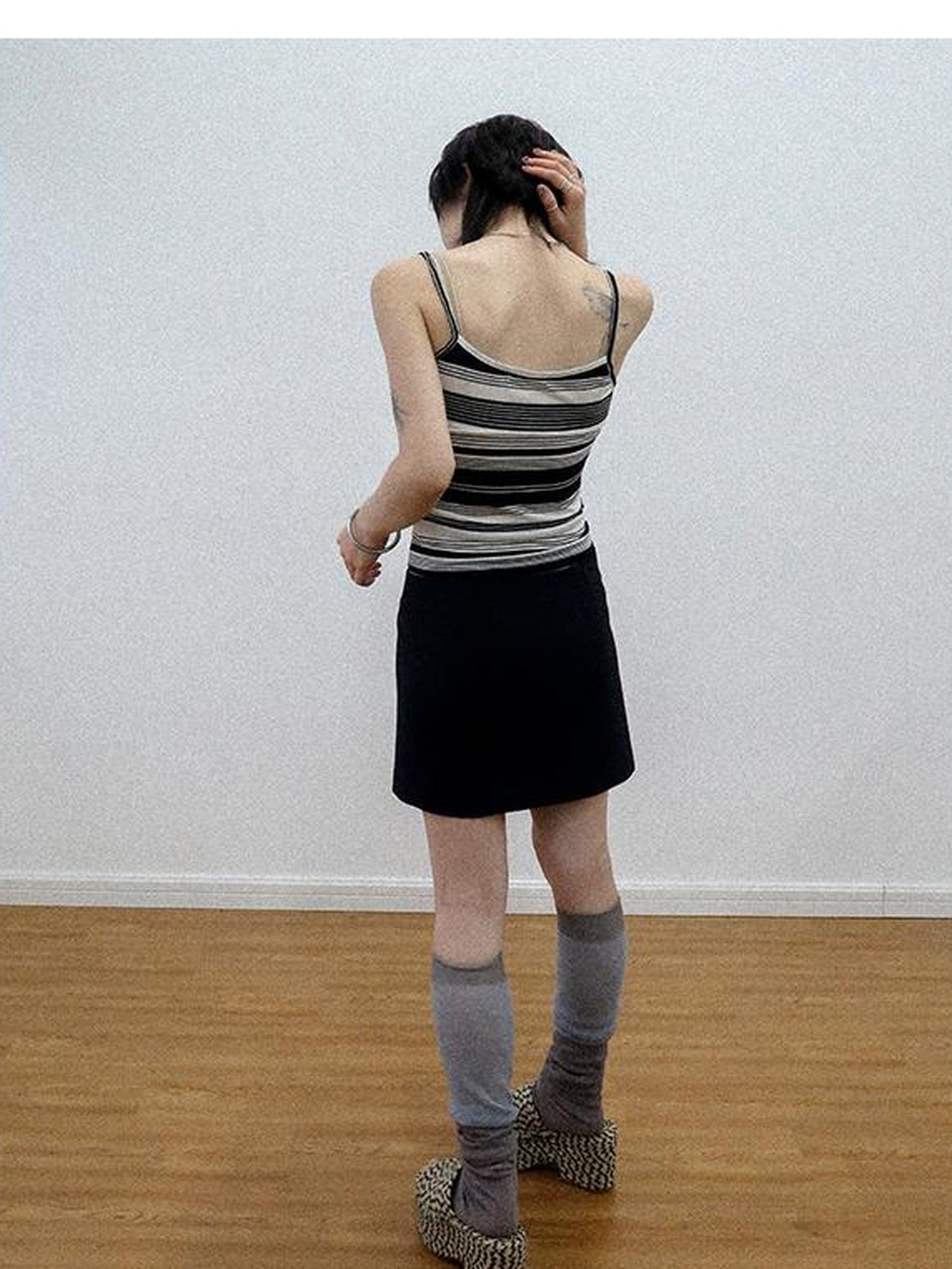 Achihara Custom Striped Two Tone Sleeveless Top