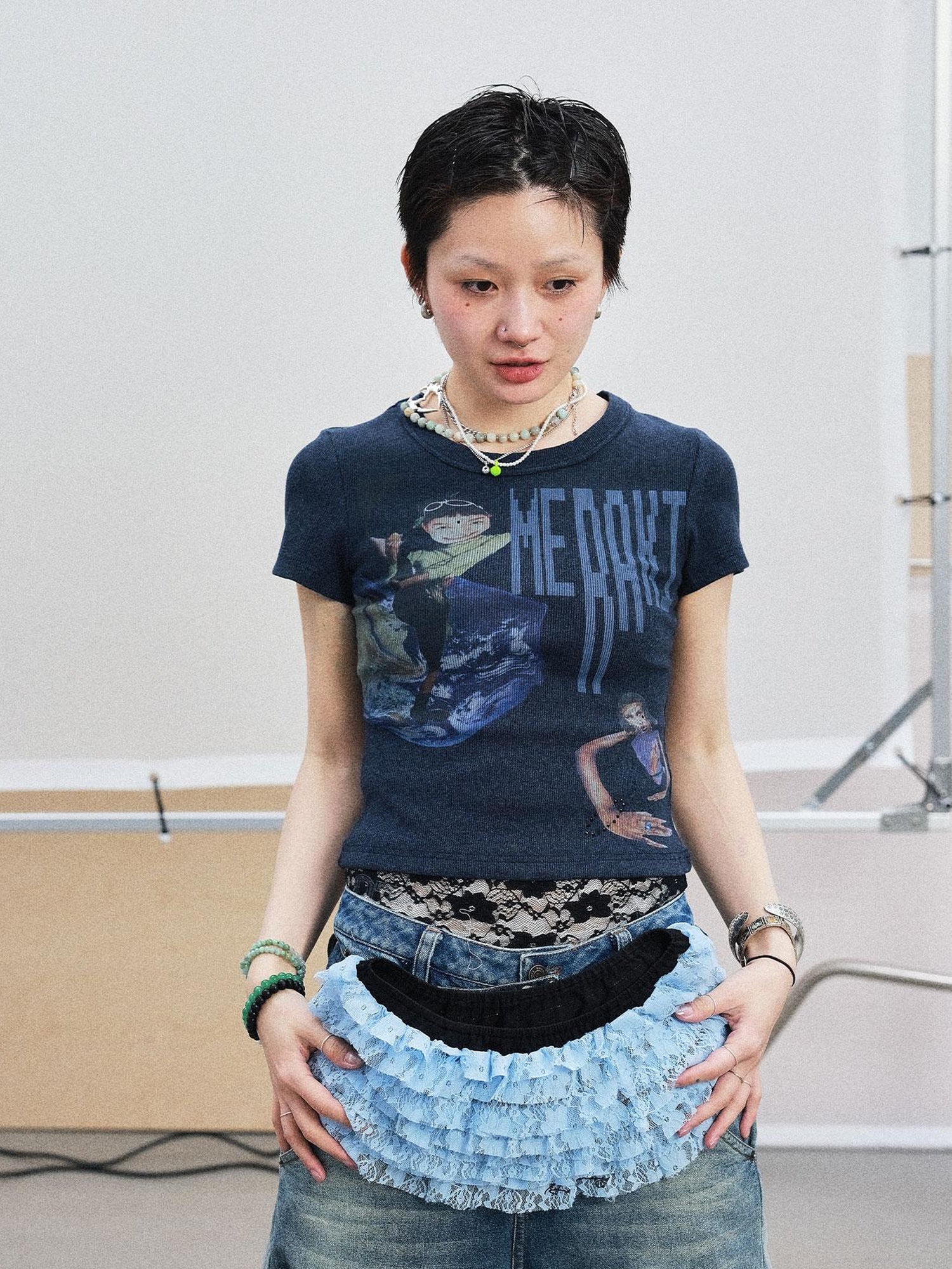 Achihara Cyber Punk Meraki Tee V-neck T-shirt Long-Sleeve
