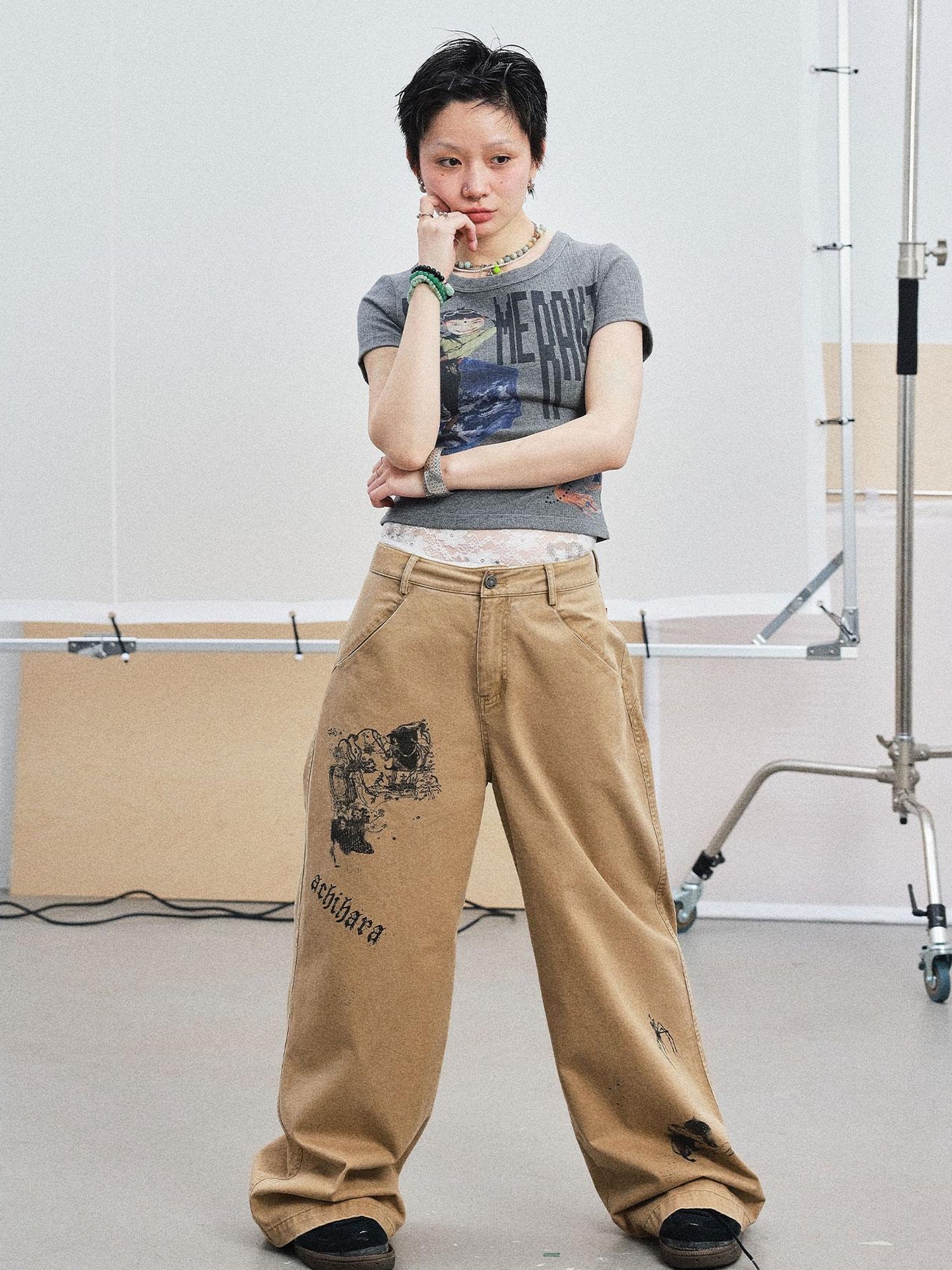 Achihara Cyber Punk Meraki Tee V-neck T-shirt Long-Sleeve