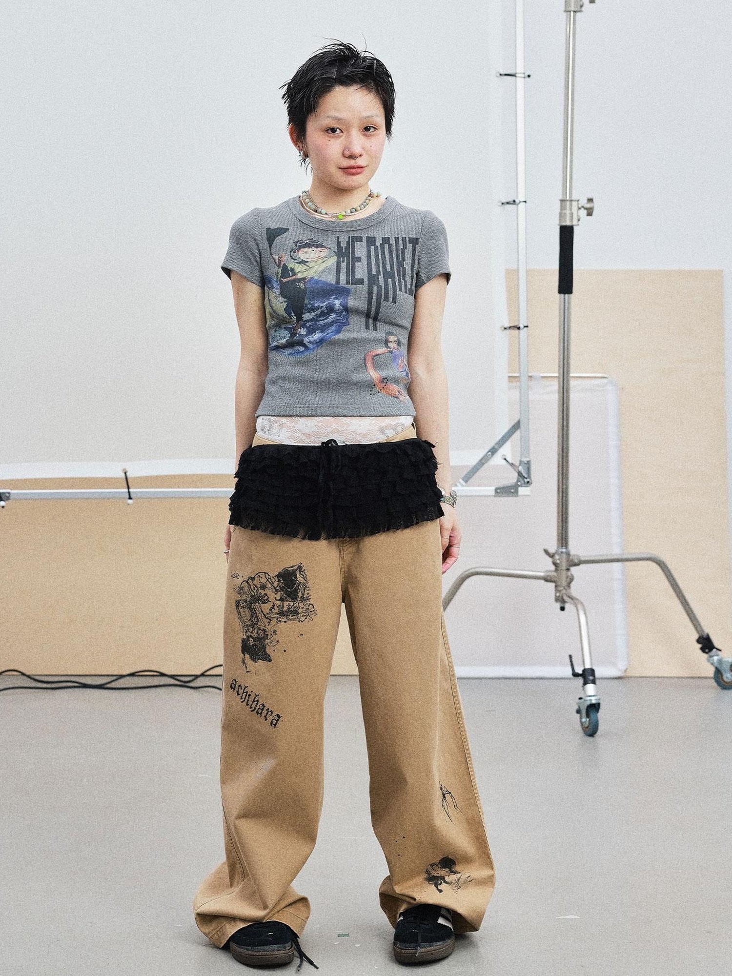 Achihara Cyber Punk Meraki Tee V-neck T-shirt Long-Sleeve