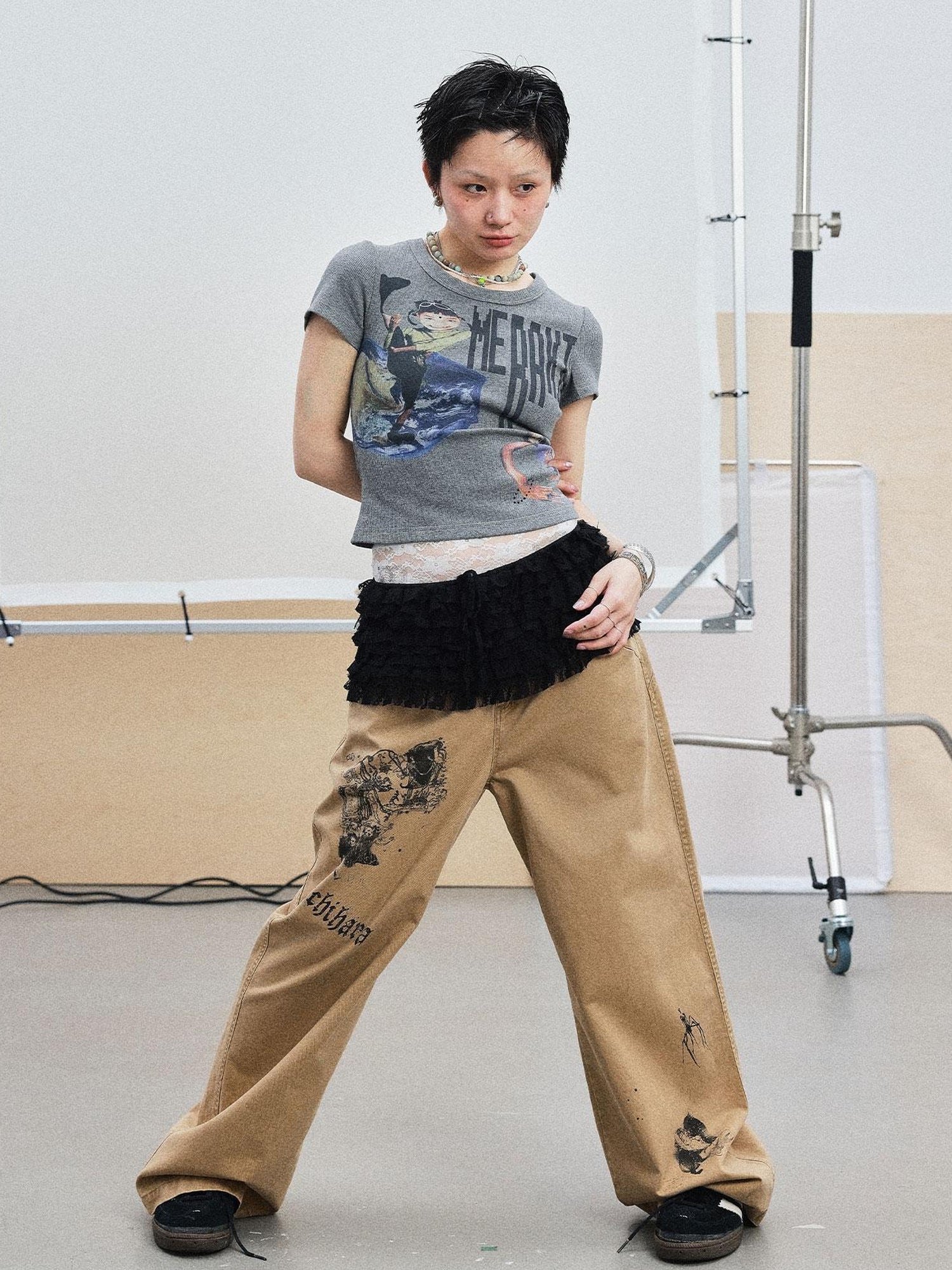 Achihara Cyber Punk Meraki Tee V-neck T-shirt Long-Sleeve