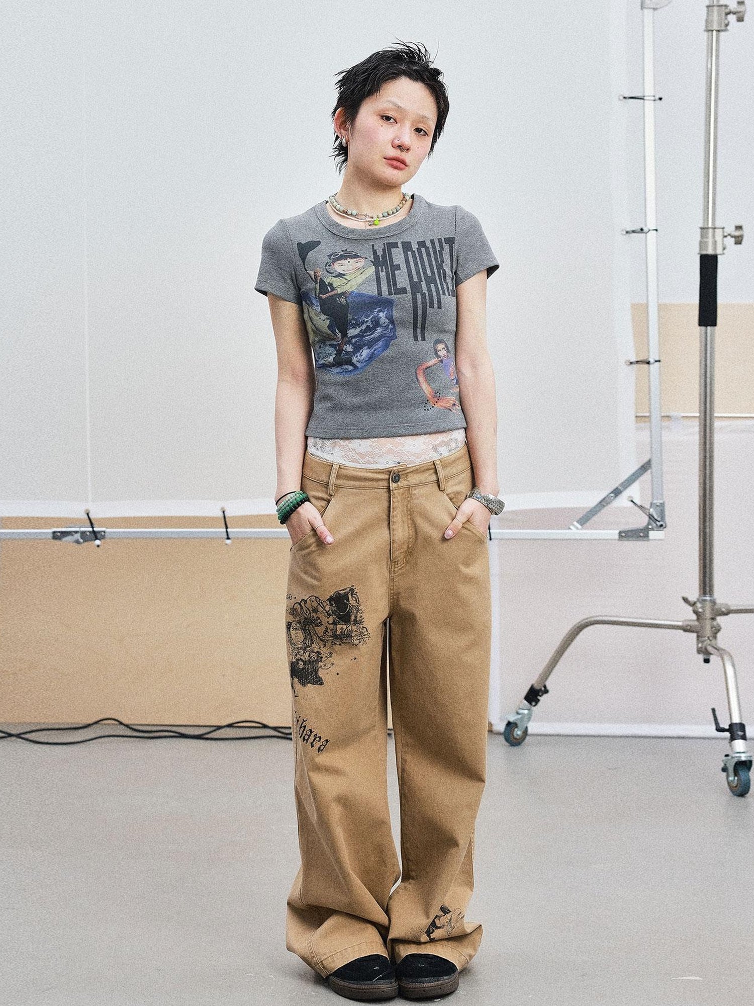 Achihara Cyber Punk Meraki Tee V-neck T-shirt Long-Sleeve