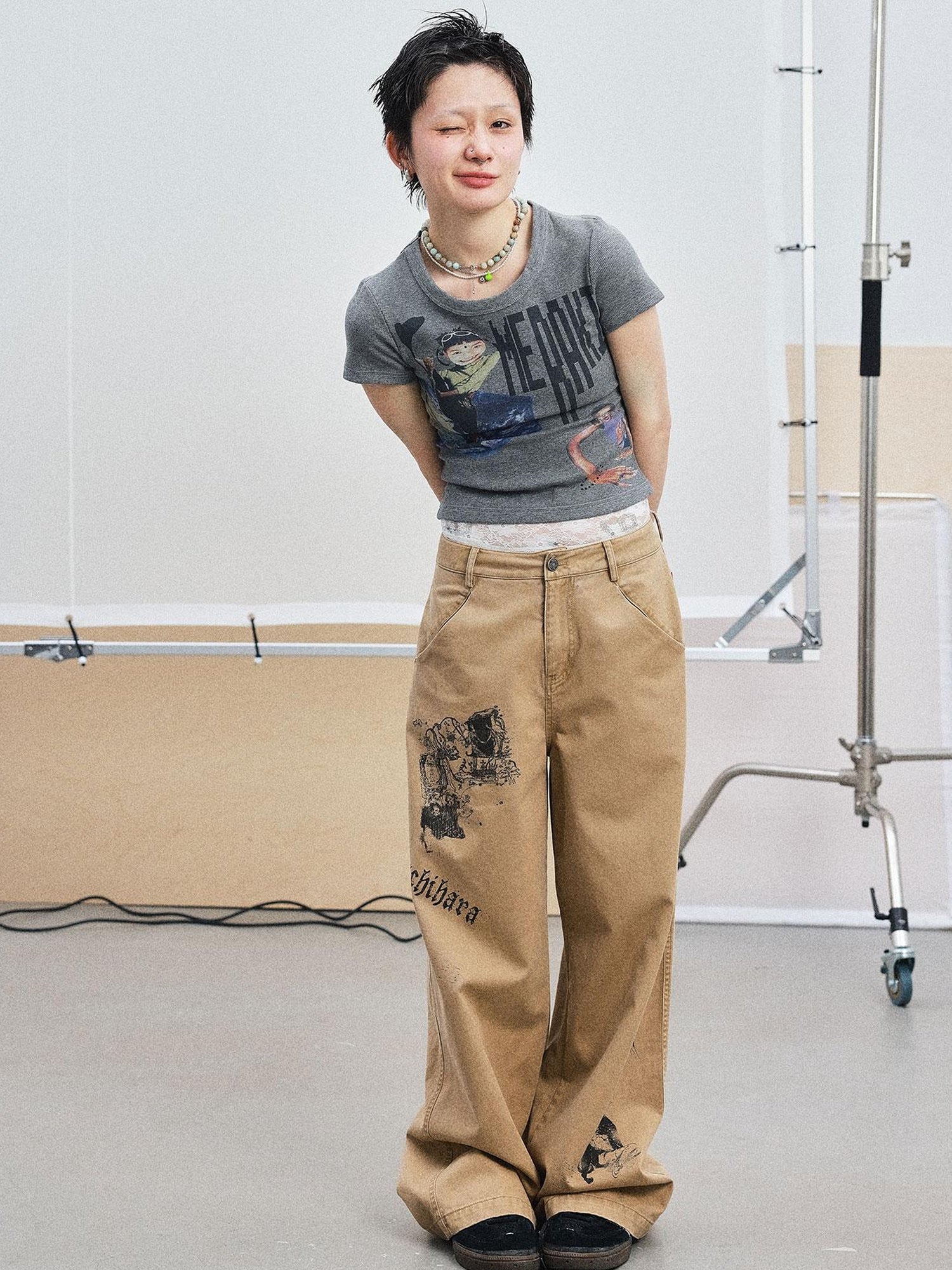 Achihara Cyber Punk Meraki Tee V-neck T-shirt Long-Sleeve