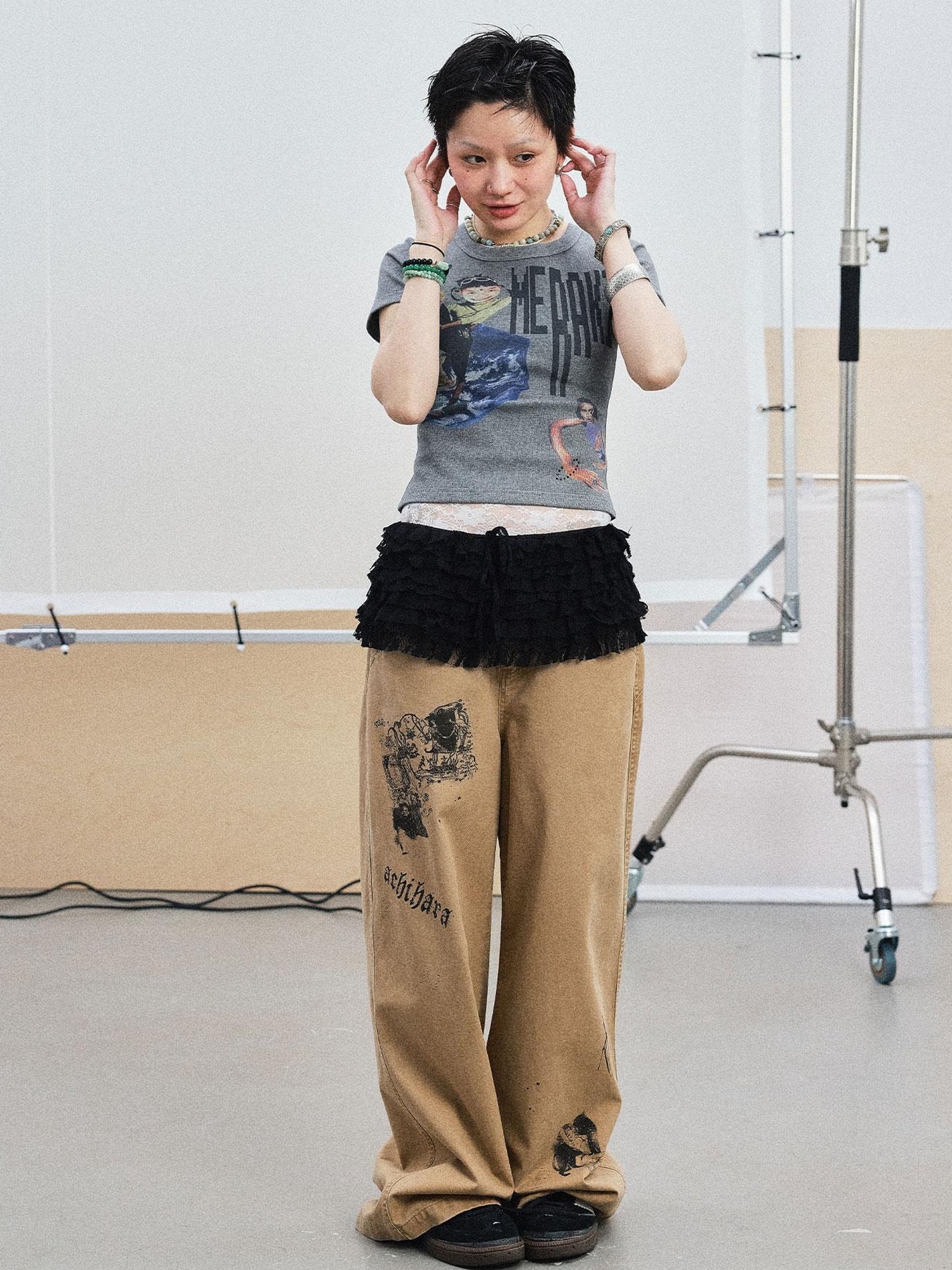 Achihara Cyber Punk Meraki Tee V-neck T-shirt Long-Sleeve