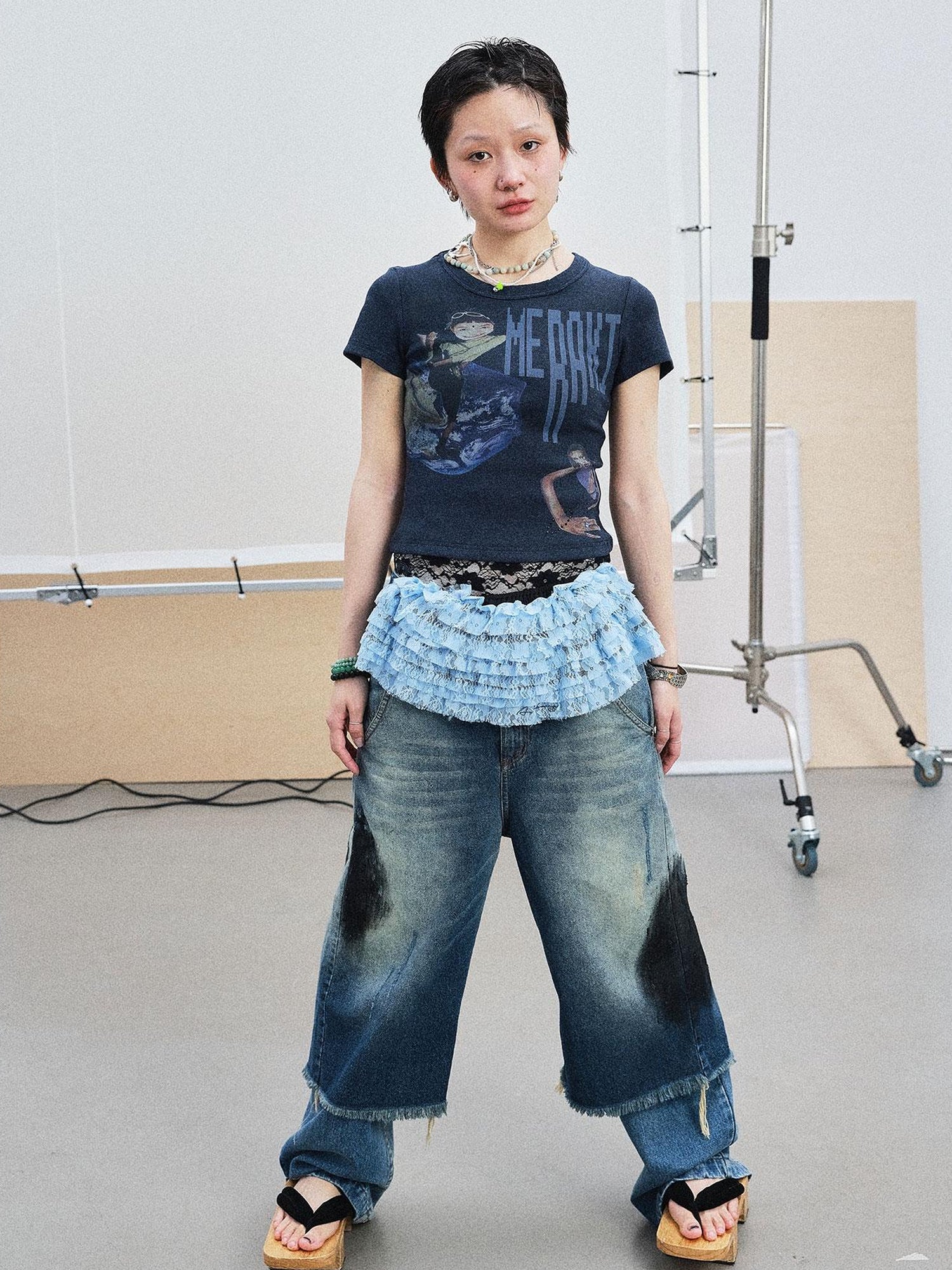 Achihara Cyber Punk Meraki Tee V-neck T-shirt Long-Sleeve
