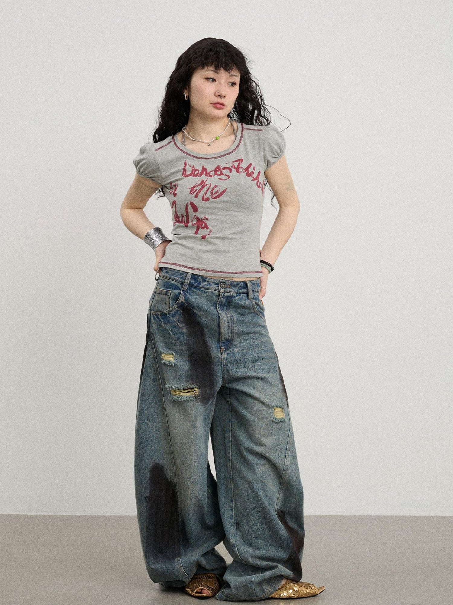Achihara Dancing In Aurora Bubble Sleeve Tee