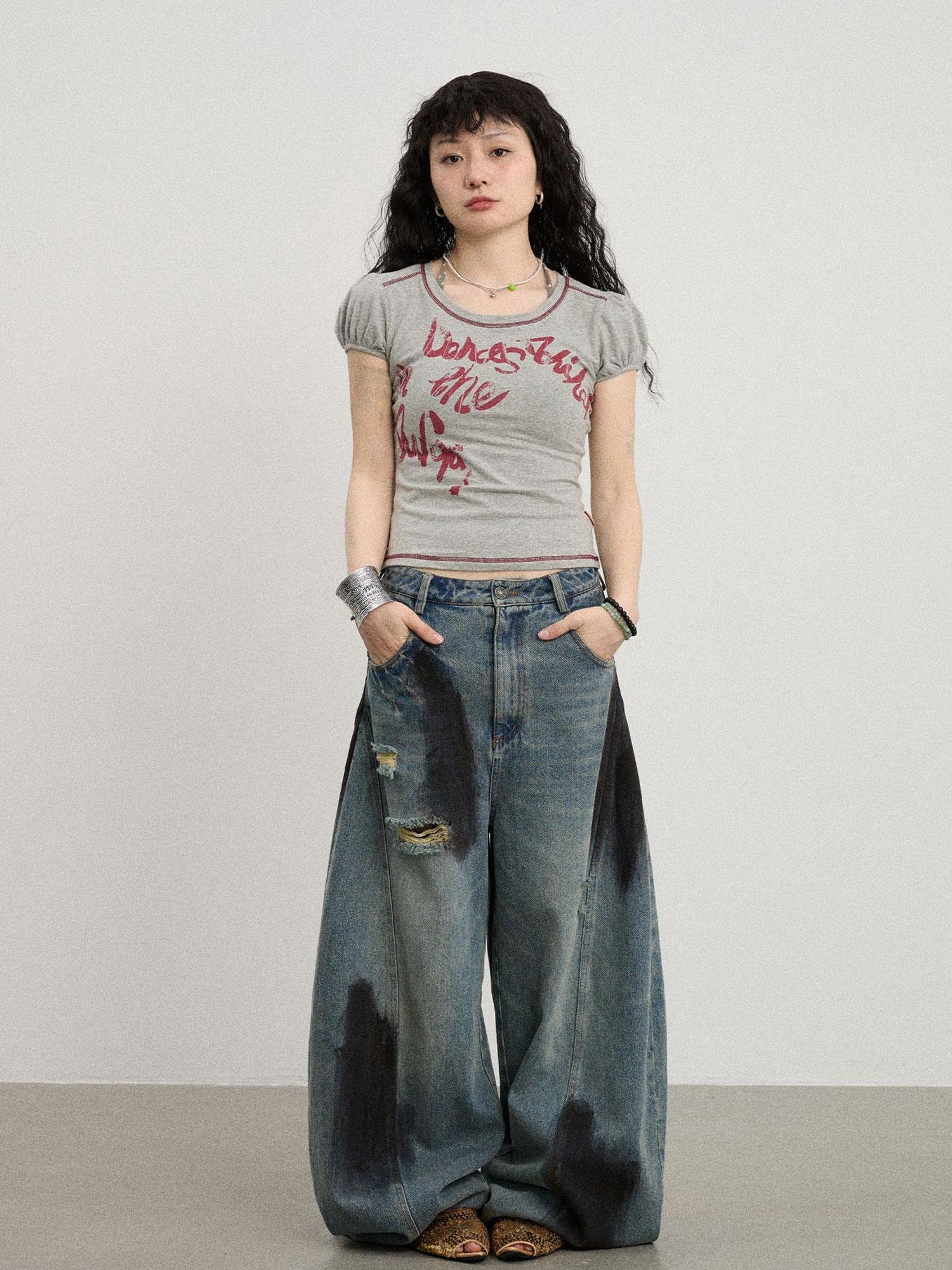 Achihara Dancing In Aurora Bubble Sleeve Tee