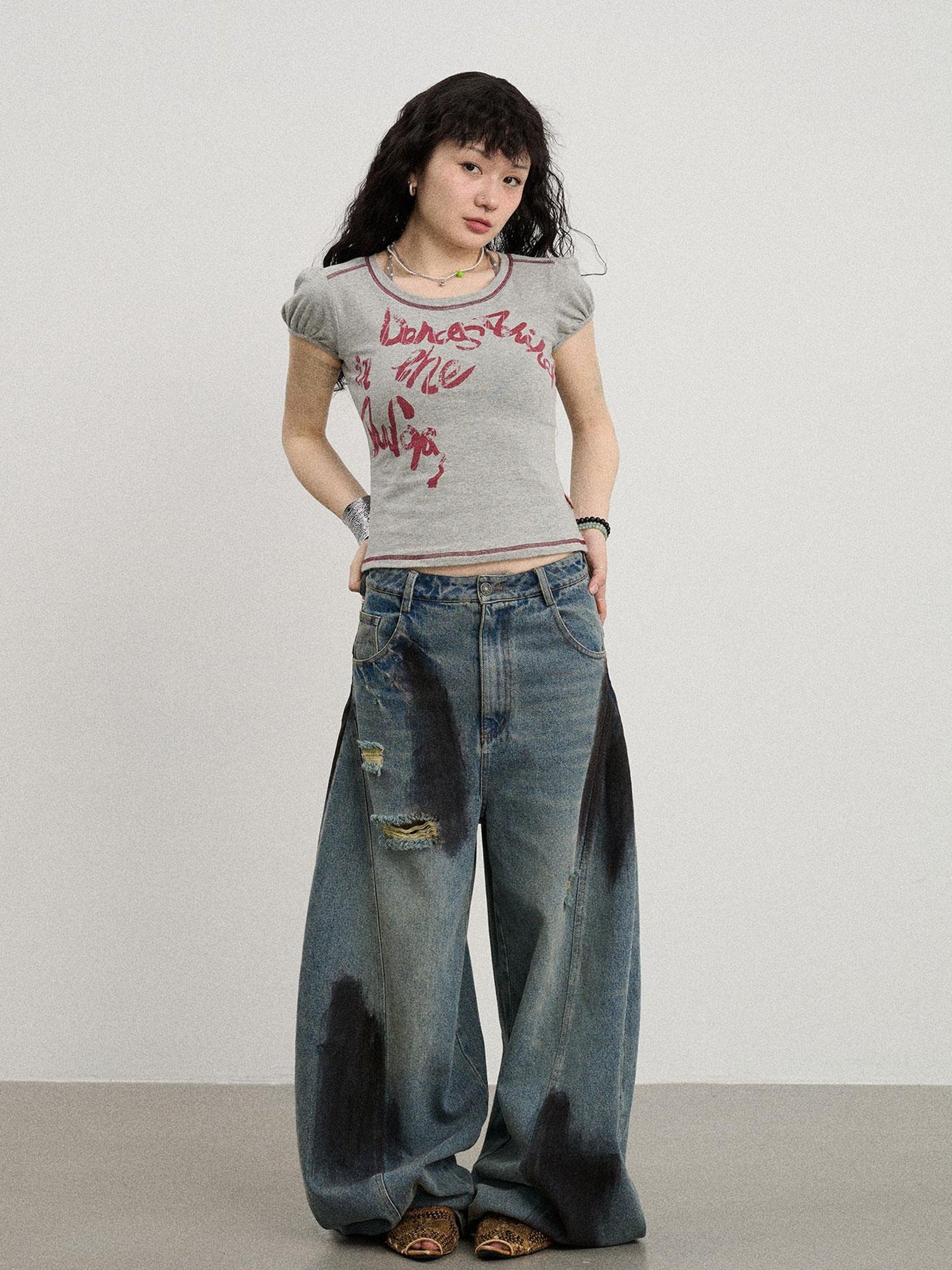 Achihara Dancing In Aurora Bubble Sleeve Tee