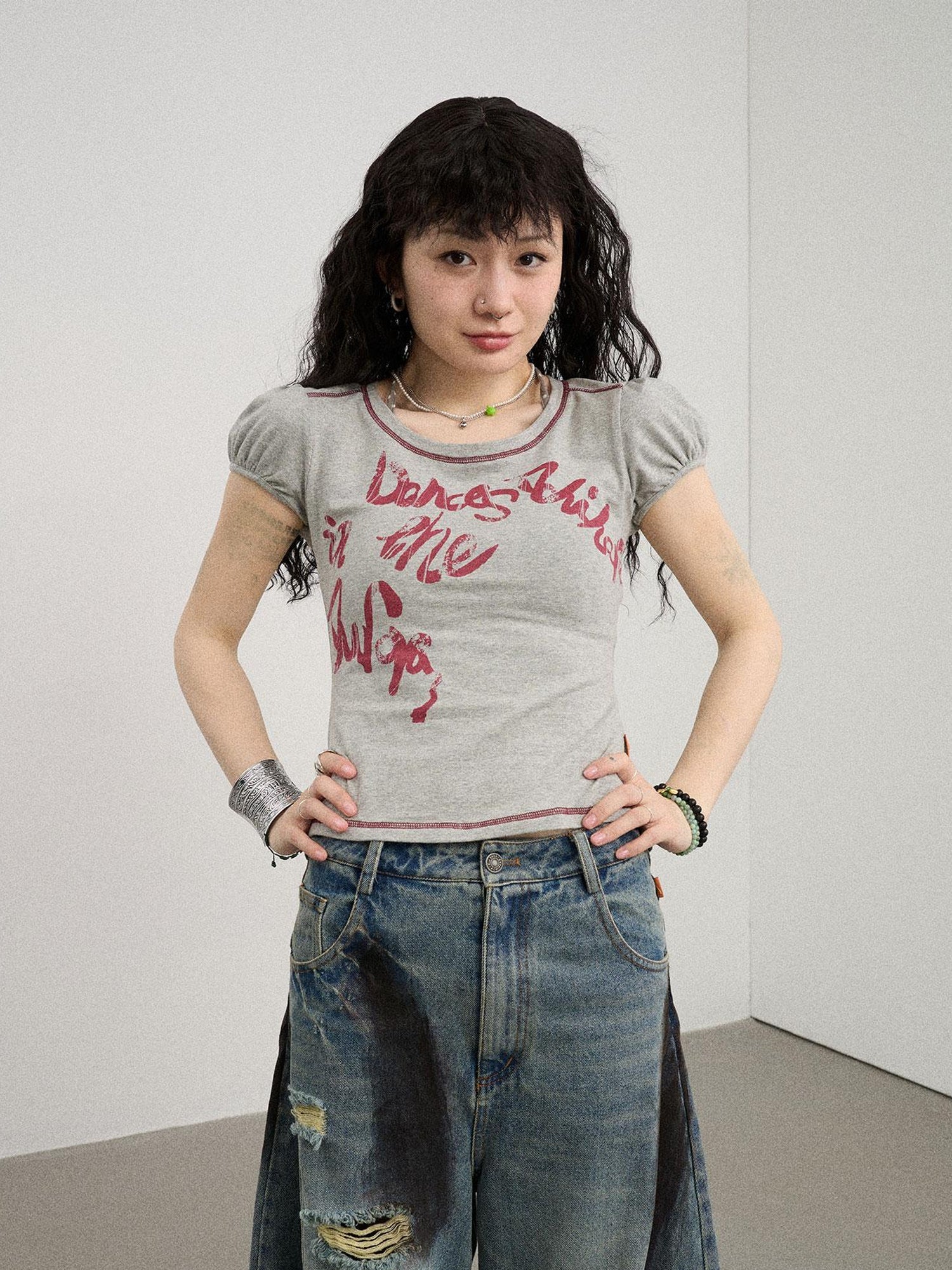Achihara Dancing In Aurora Bubble Sleeve Tee