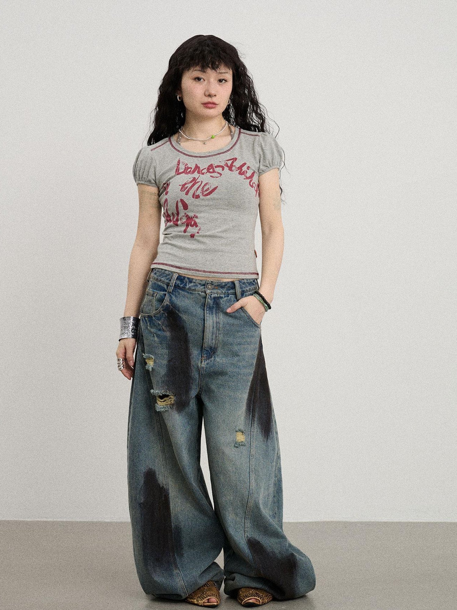 Achihara Dancing In Aurora Bubble Sleeve Tee