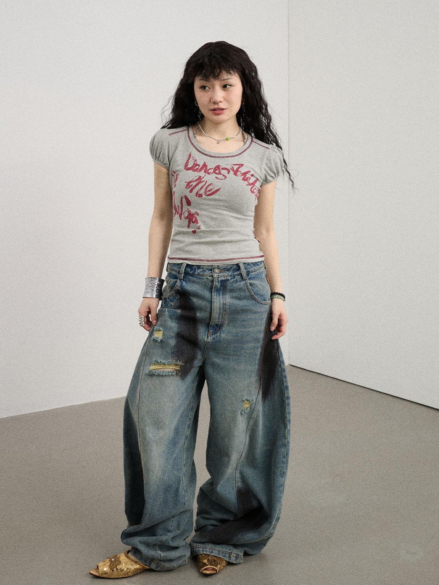 Achihara Dancing In Aurora Bubble Sleeve Tee