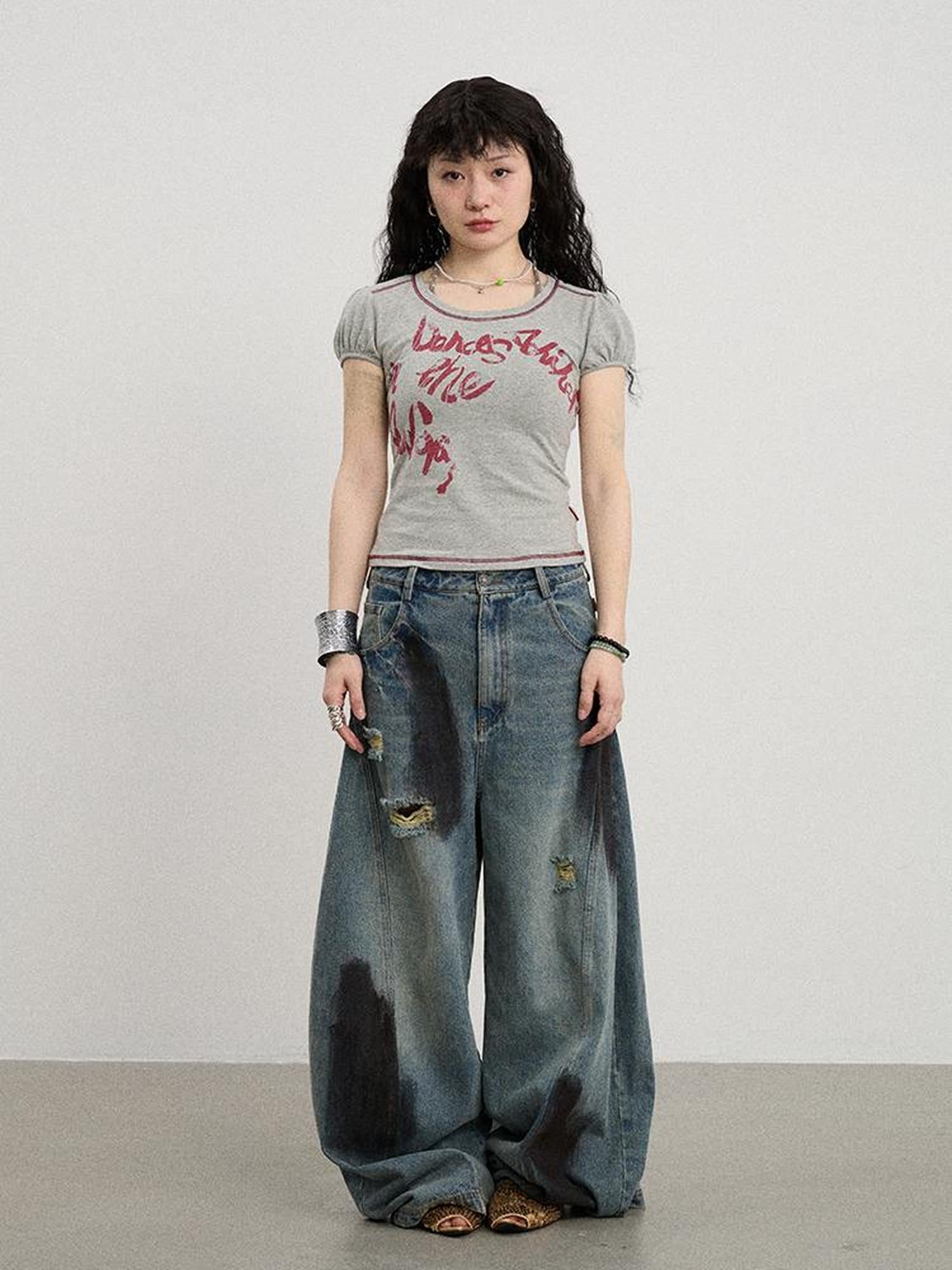 Achihara Dancing In Aurora Bubble Sleeve Tee
