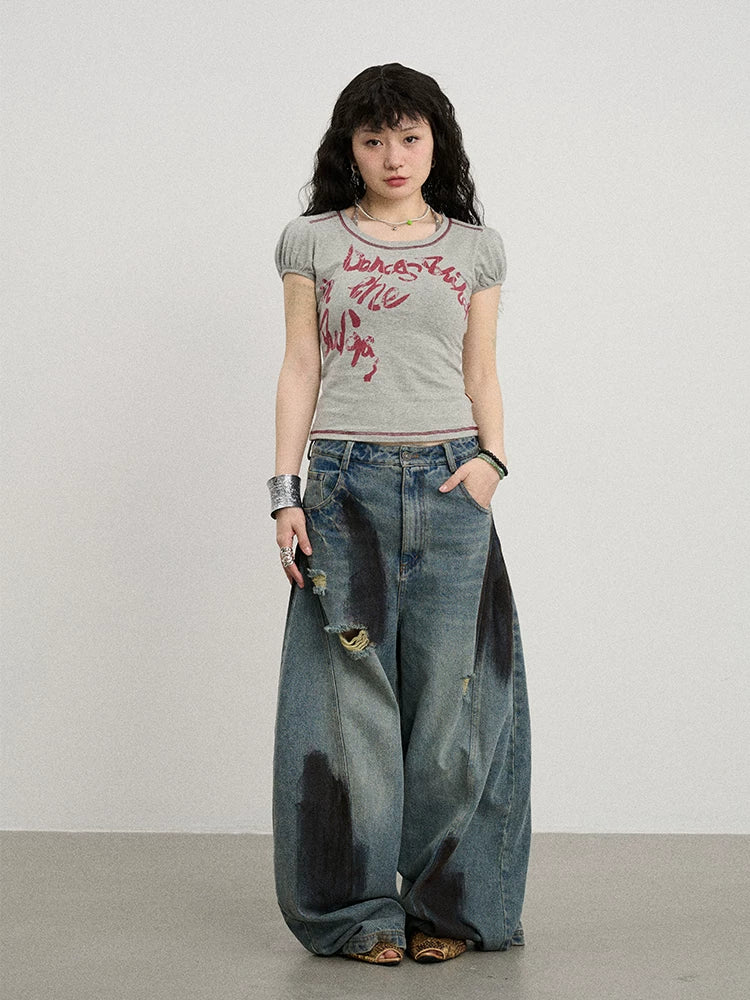 Achihara Dancing In Aurora Bubble Sleeve Tee-3