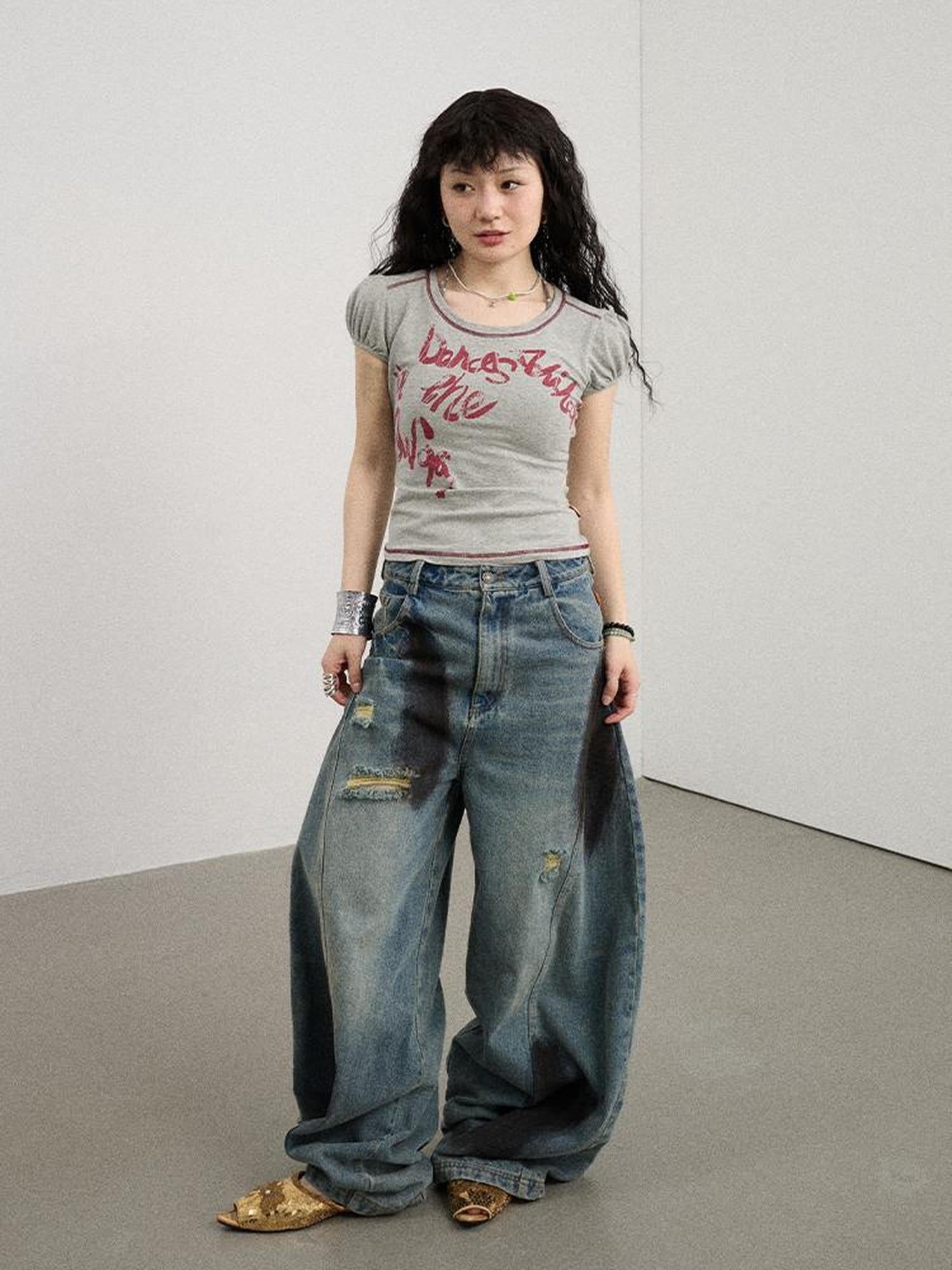 Achihara Dancing In Aurora Bubble Sleeve Tee