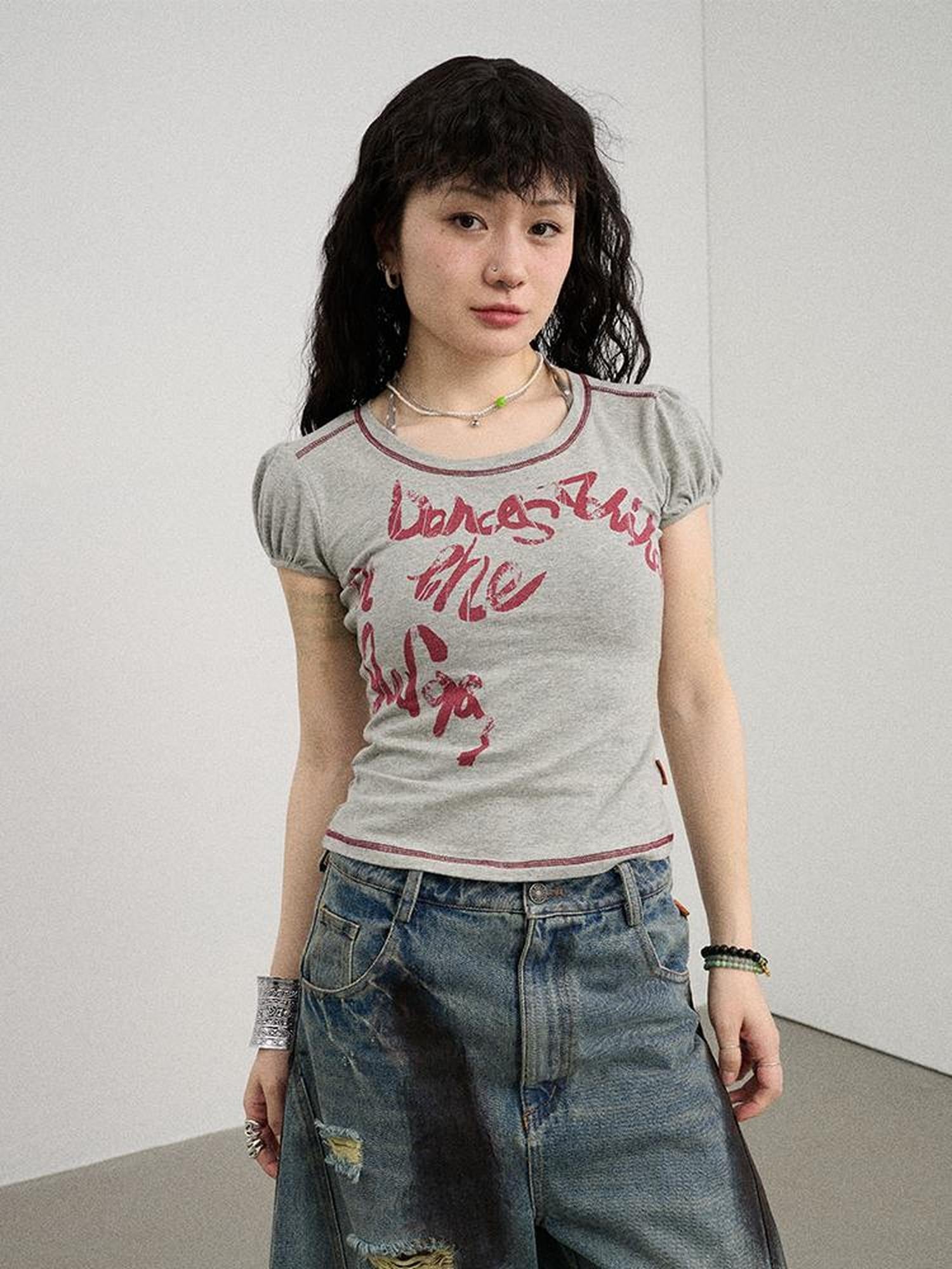 Achihara Dancing In Aurora Bubble Sleeve Tee
