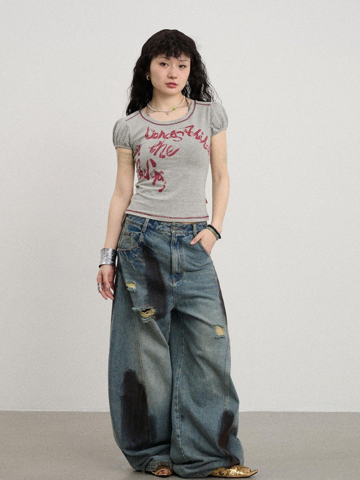 Achihara Dancing In Aurora Bubble Sleeve Tee