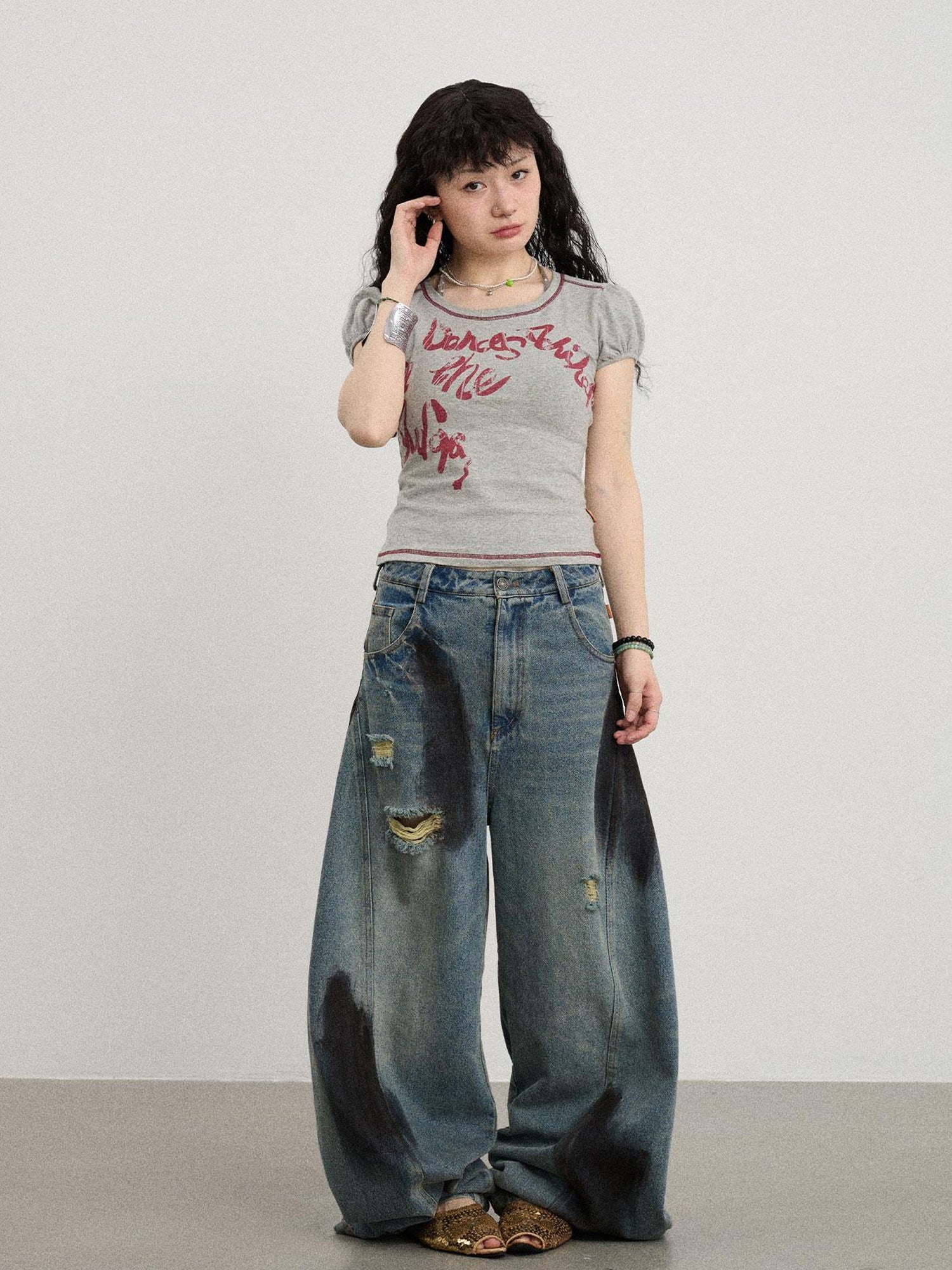 Achihara Dancing In Aurora Bubble Sleeve Tee