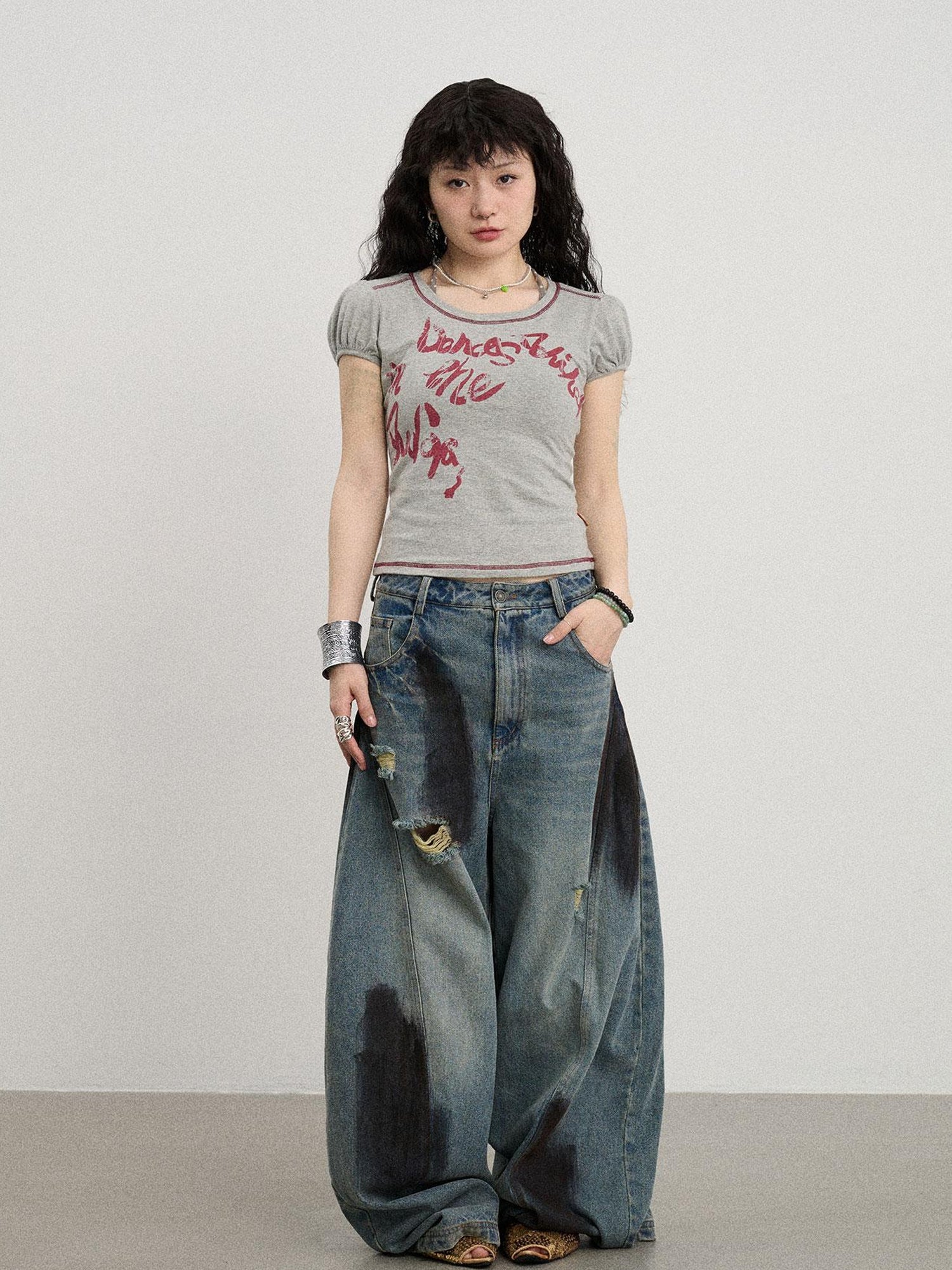 Achihara Dancing In Aurora Bubble Sleeve Tee