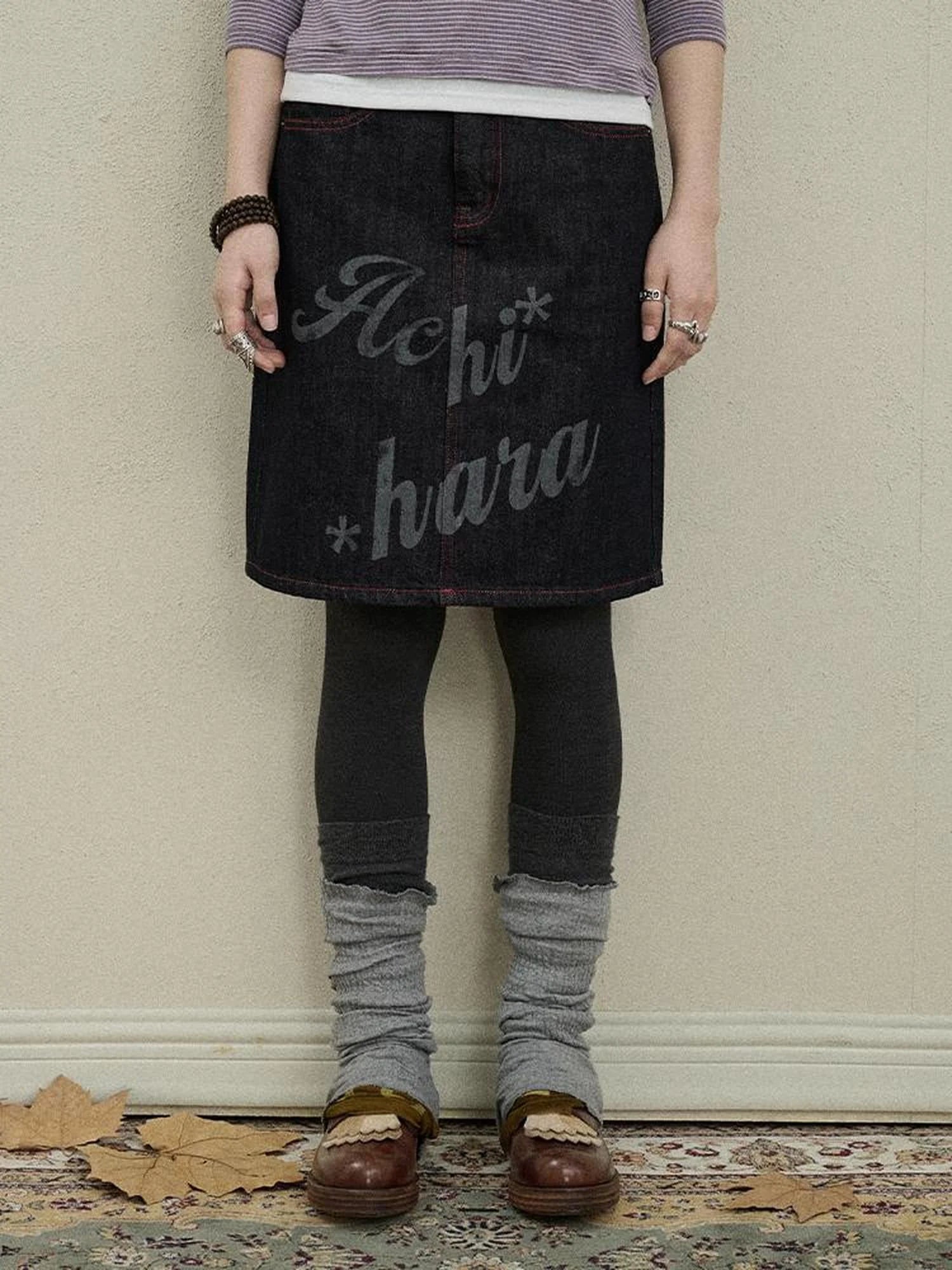 Denim Print Mini Skirt 2025 Spring Autumn Casual Wear