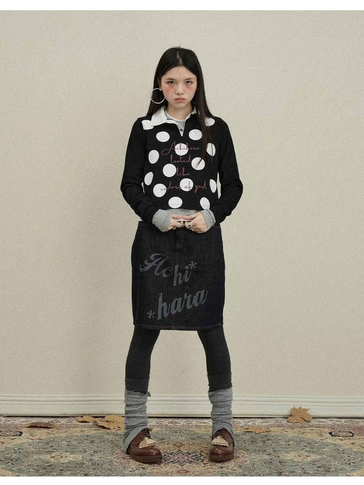 Denim Print Mini Skirt 2025 Spring Autumn Casual Wear