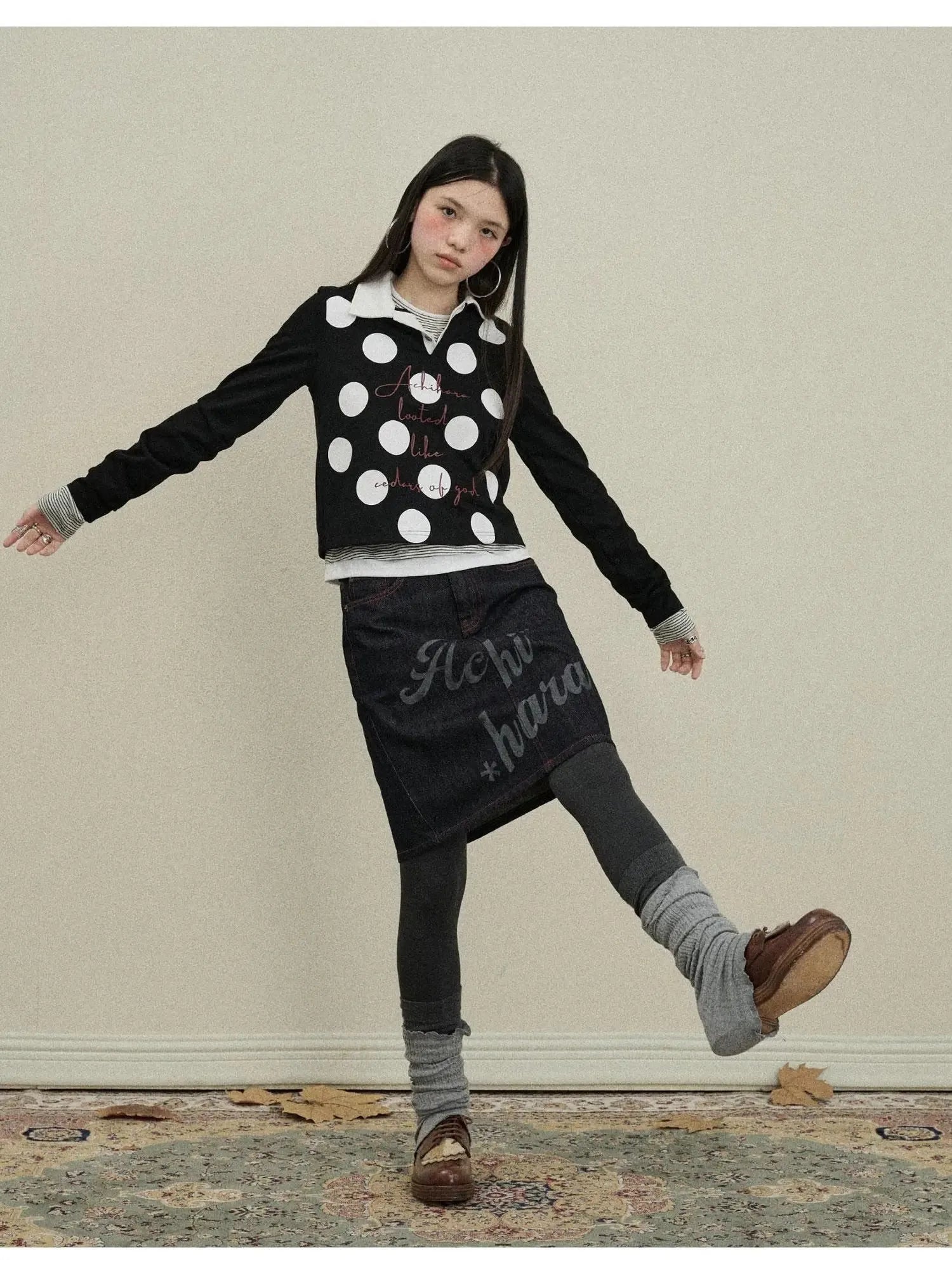 Denim Print Mini Skirt 2025 Spring Autumn Casual Wear