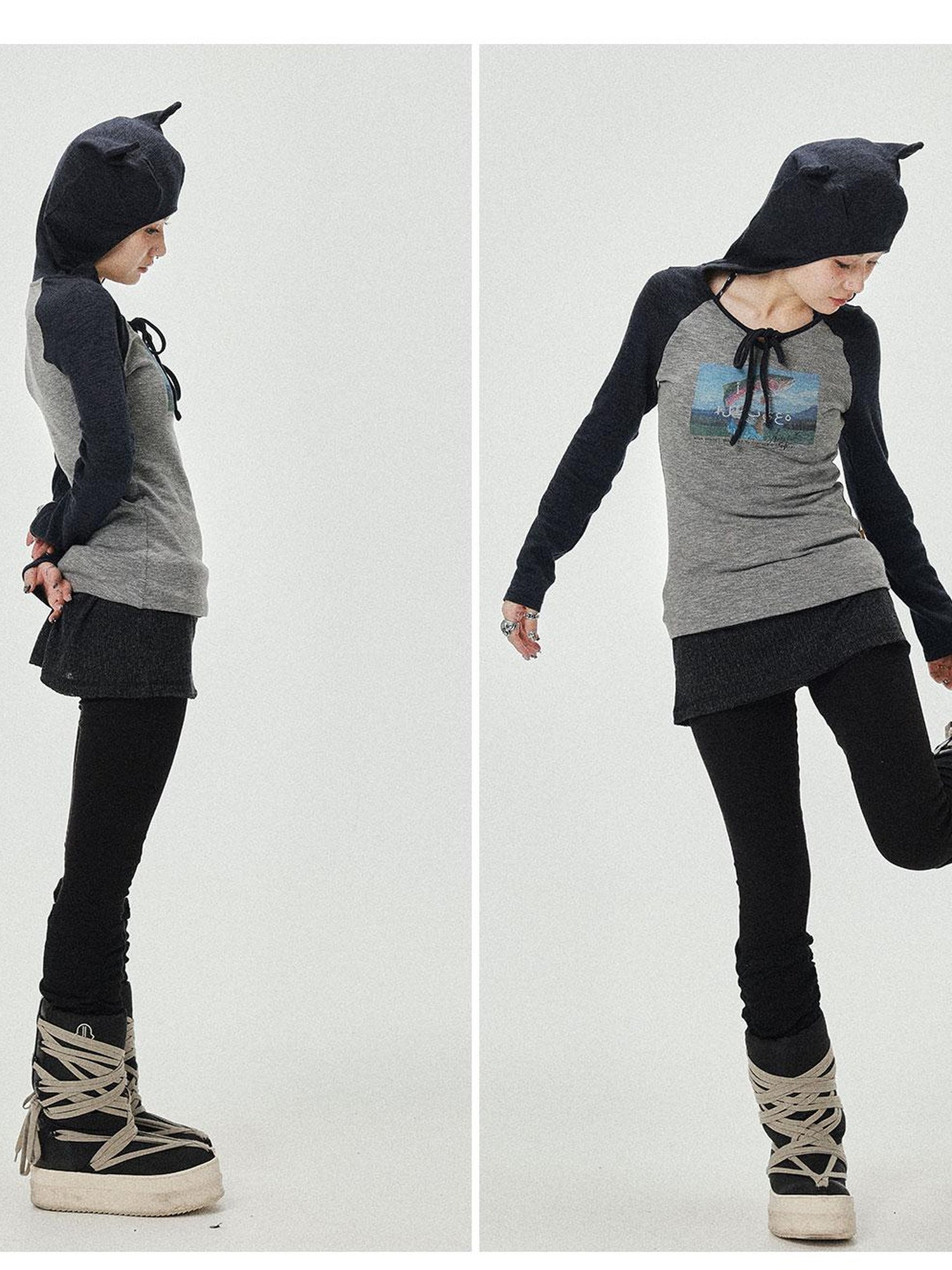 Achihara Devil Betta Earth Print Drop Shoulder Tee