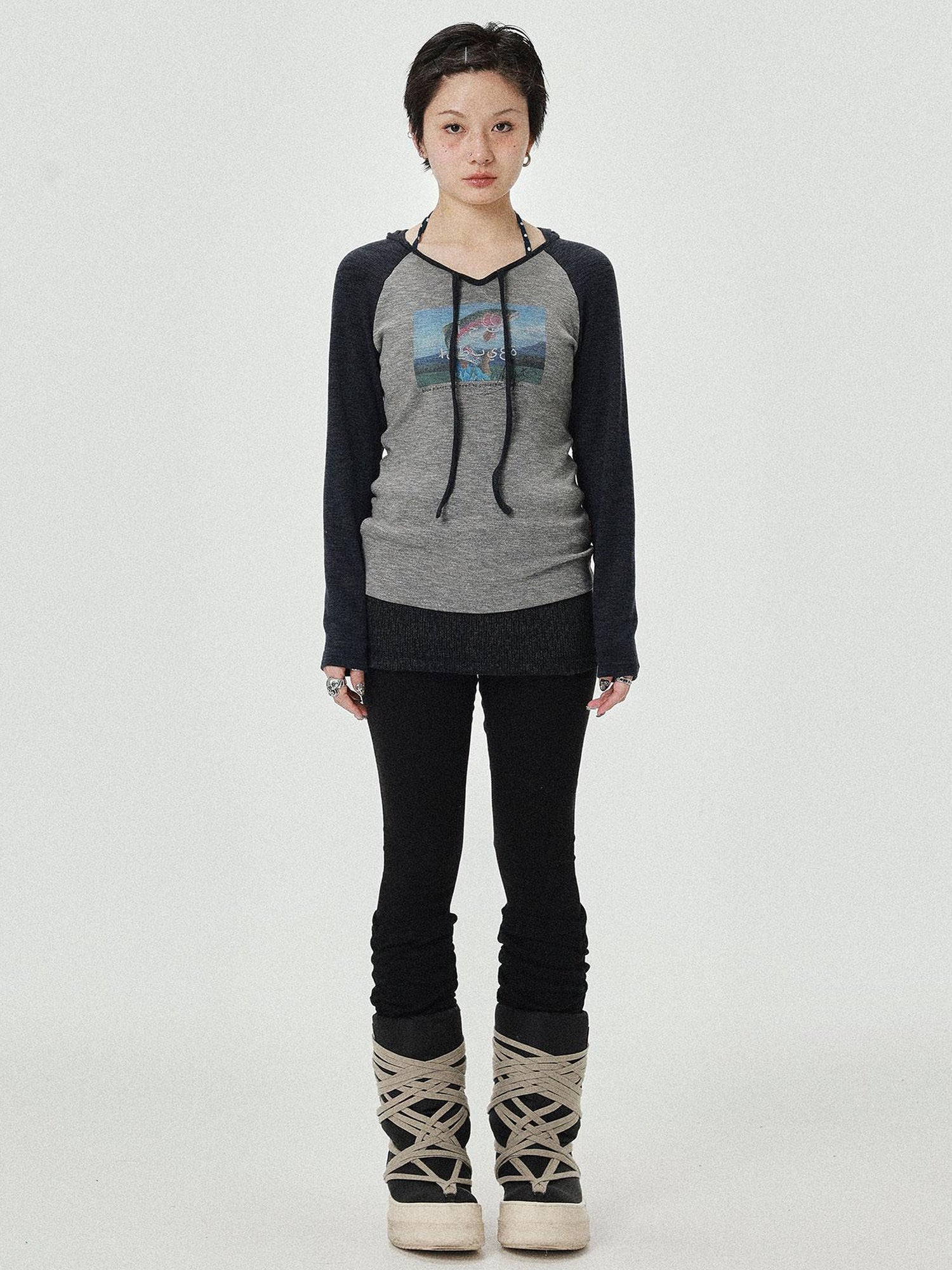 Achihara Devil Betta Earth Print Drop Shoulder Tee