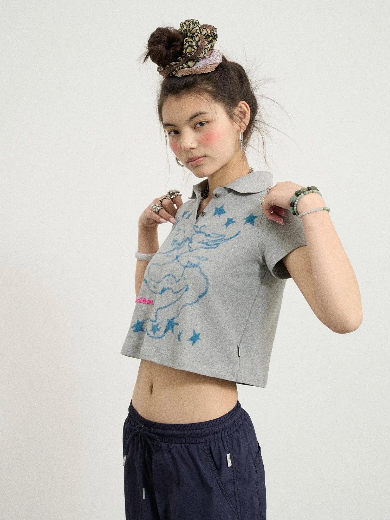 Digital Dragon Polo Tee V-neck T-shirt Long-Sleeve