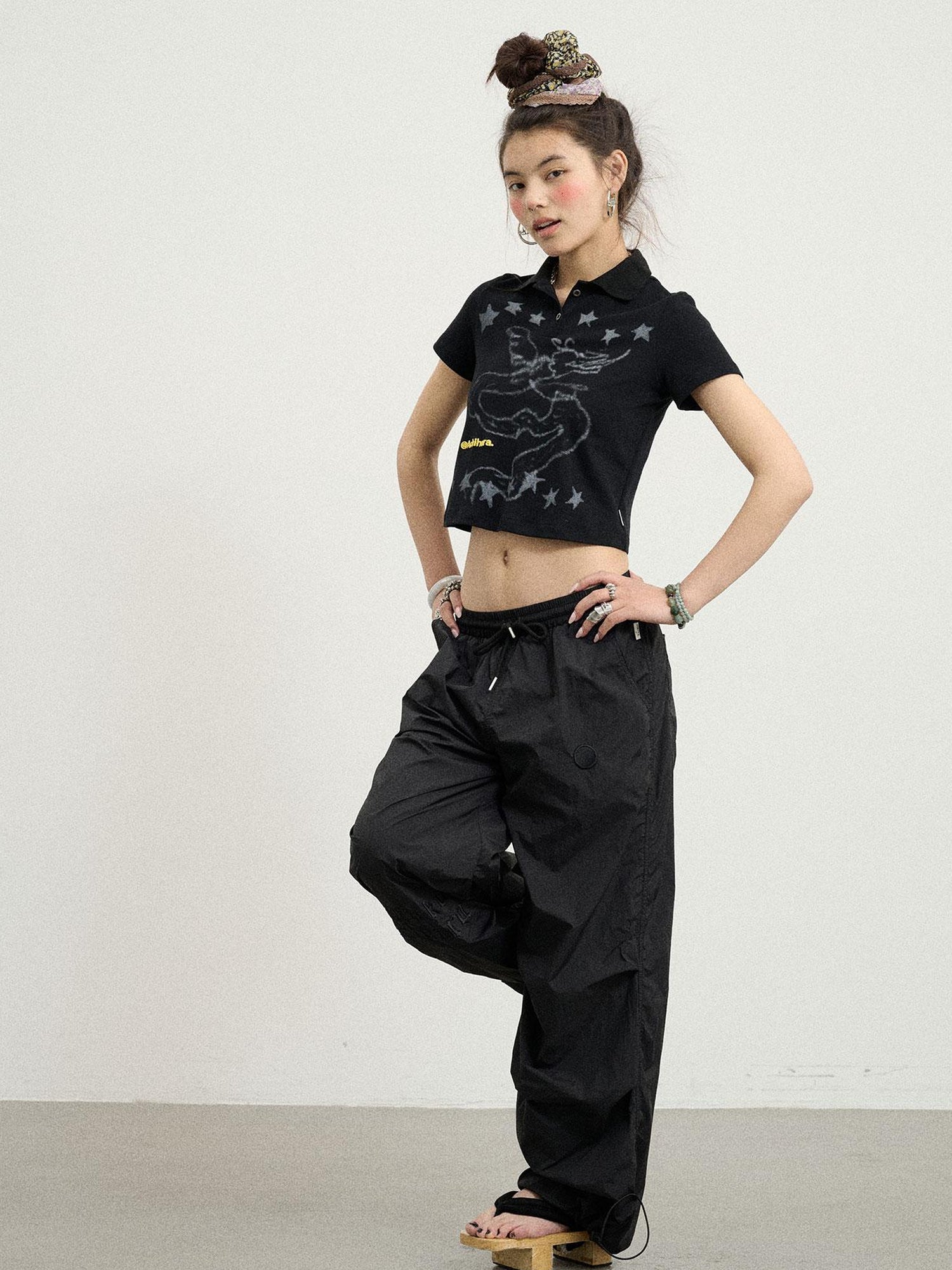 Achihara Digital Dragon Polo Tee V-neck T-shirt Long-Sleeve