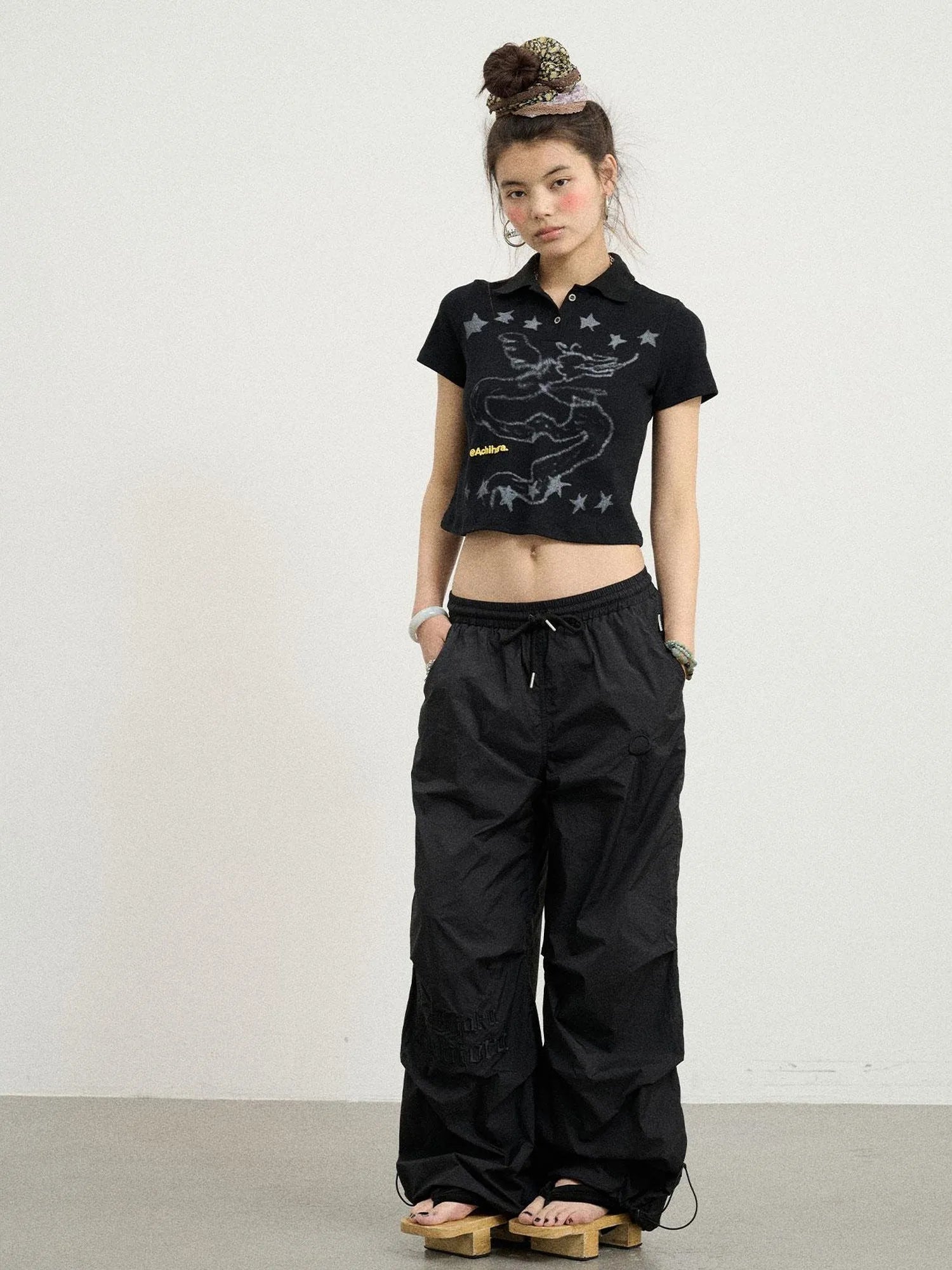 Digital Dragon Polo Tee V-neck T-shirt Long-Sleeve